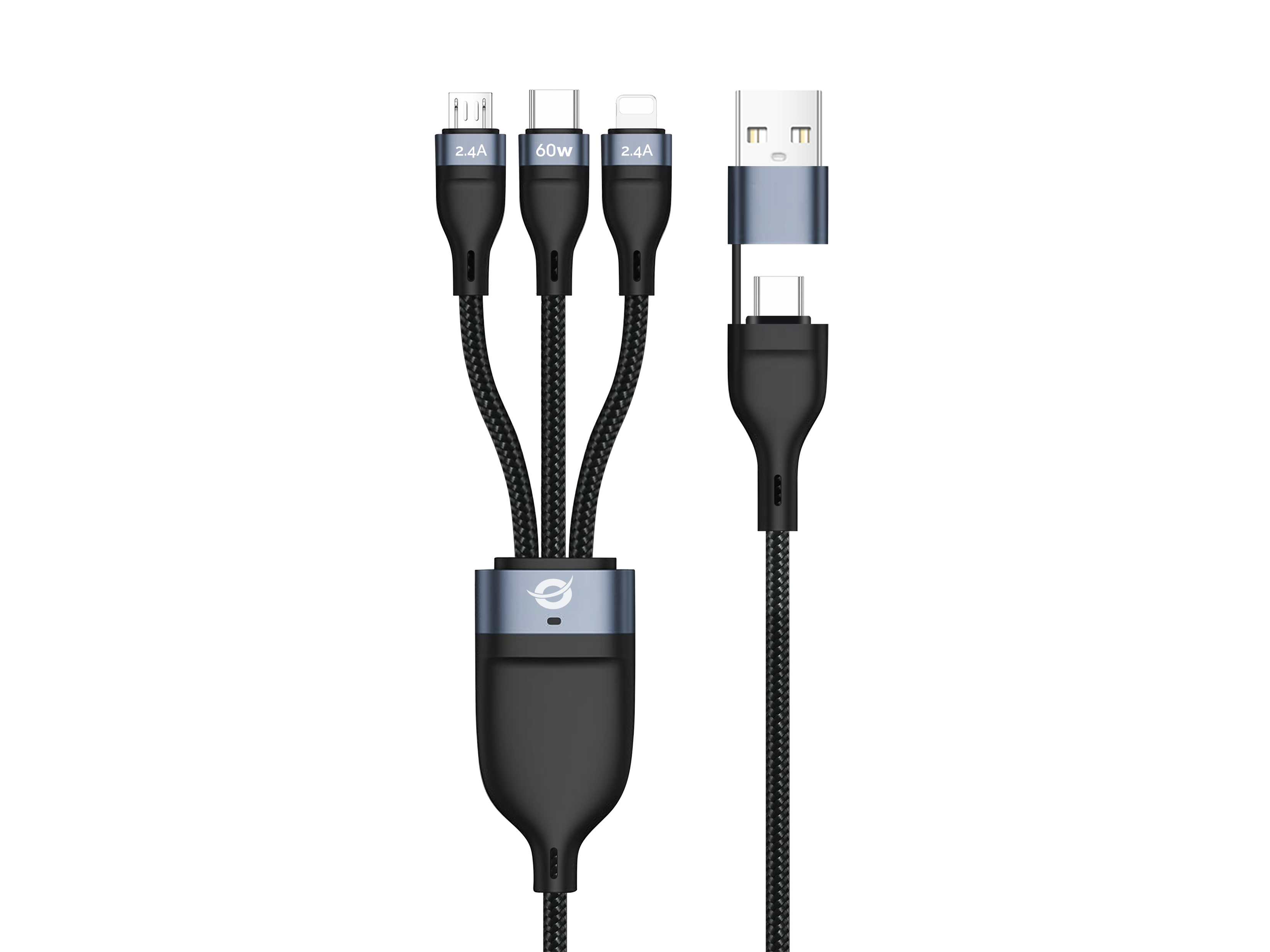 Conceptronic ETTA05B15 USB-kabel USB 2.0 1,5 m USB C USB C/Micro-USB B/Lightning Sort