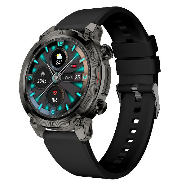 Nilox NXSWTRAILROUND Smartwatch og sportsur 3,53 cm (1.39") Digital 360 x 360 pixel Berøringsskærm Sort
