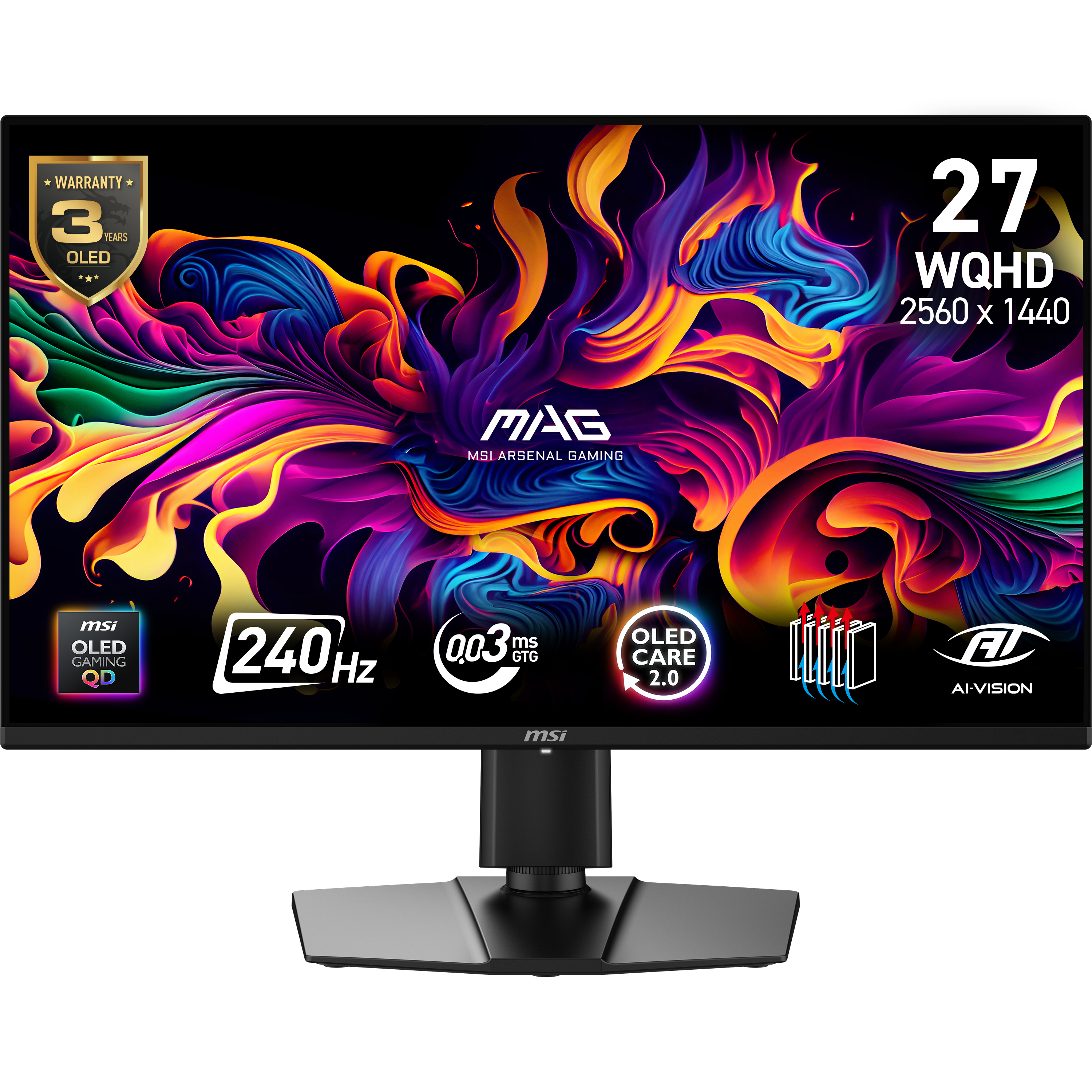 MSI MAG 274QP QD-OLED X24 computerskærm 67,3 cm (26.5") 2560 x 1440 pixel Wide Quad HD Sort