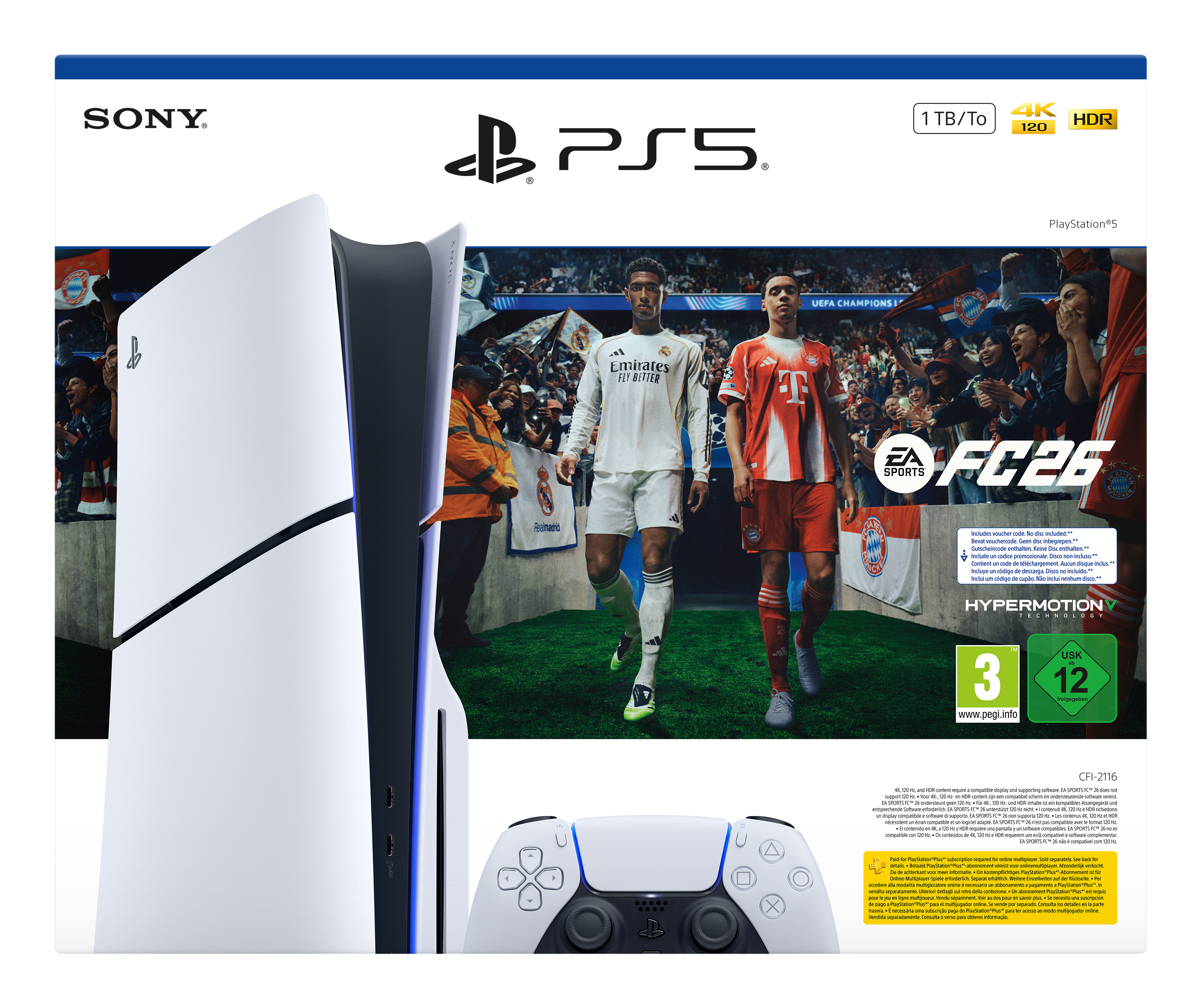 Sony PlayStation 5 + EA Sports FC 26 Bundle 1 TB Wi-Fi Sort, Hvid