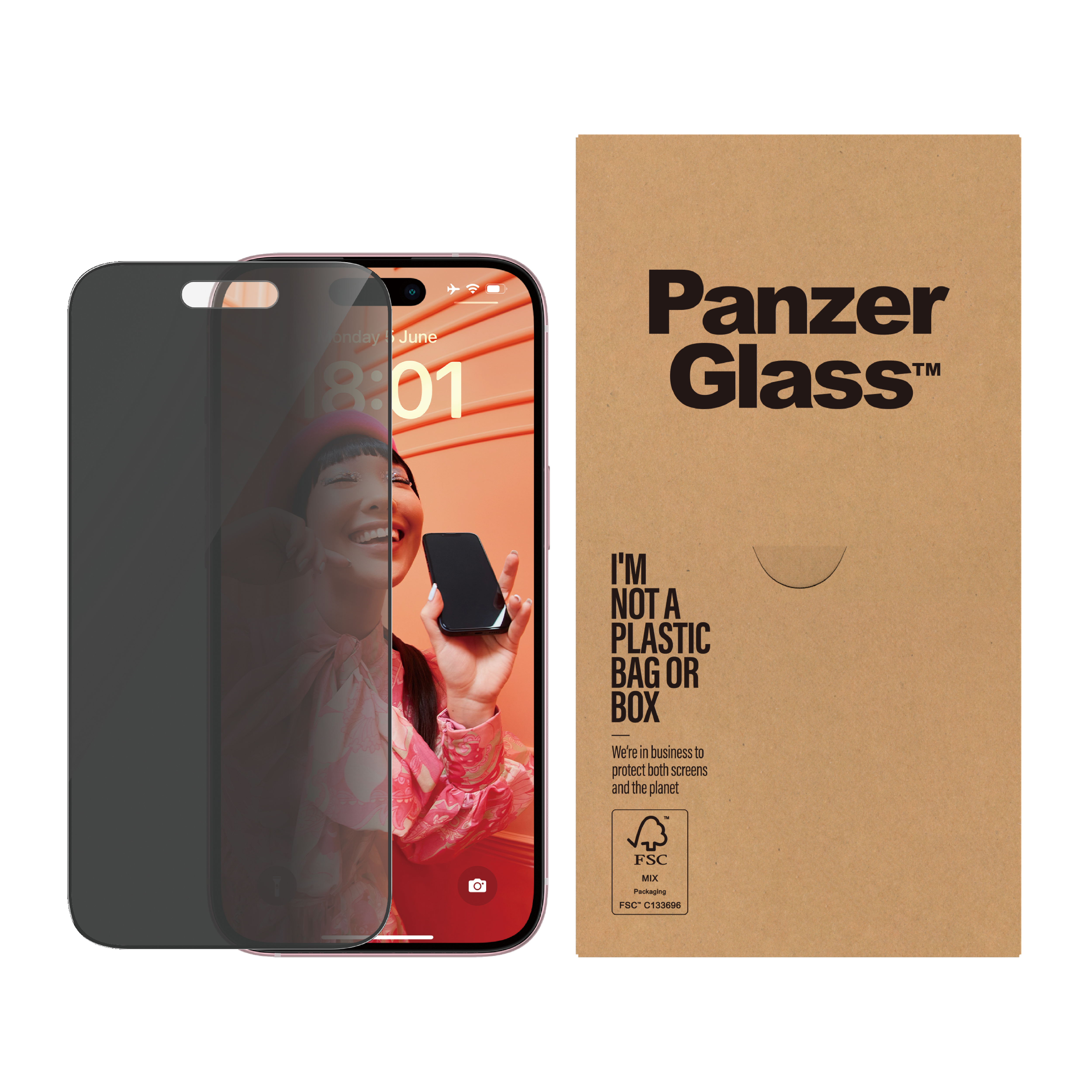 PanzerGlass ® Privacy Skærmbeskyttelse iPhone 15 | Ultra-Wide Fit m. EasyAligner | Bulk