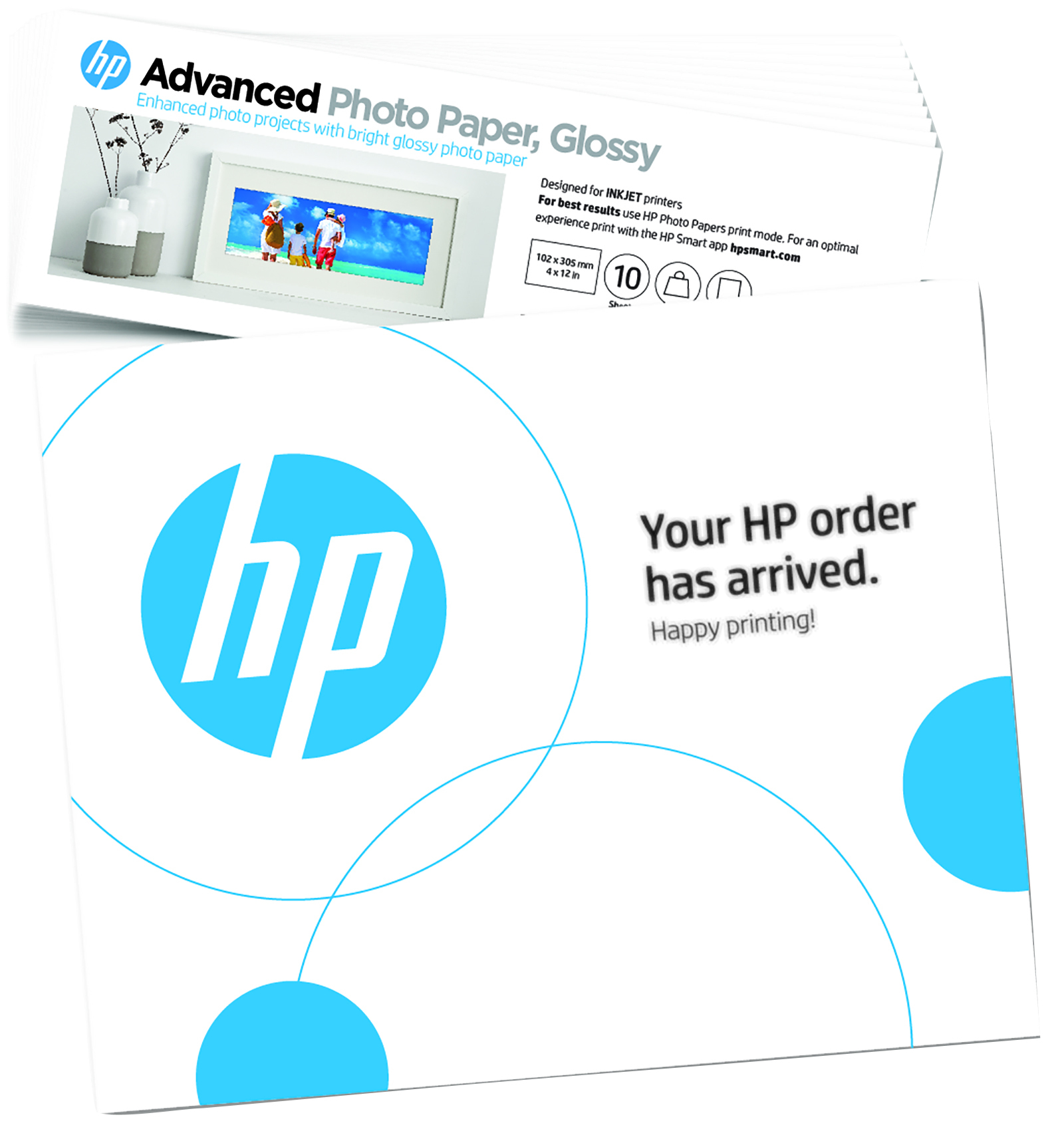 HP Advanced Photo-papir, blankt, 65 pund, 4 x 12" (101 x 305 mm), 10 ark