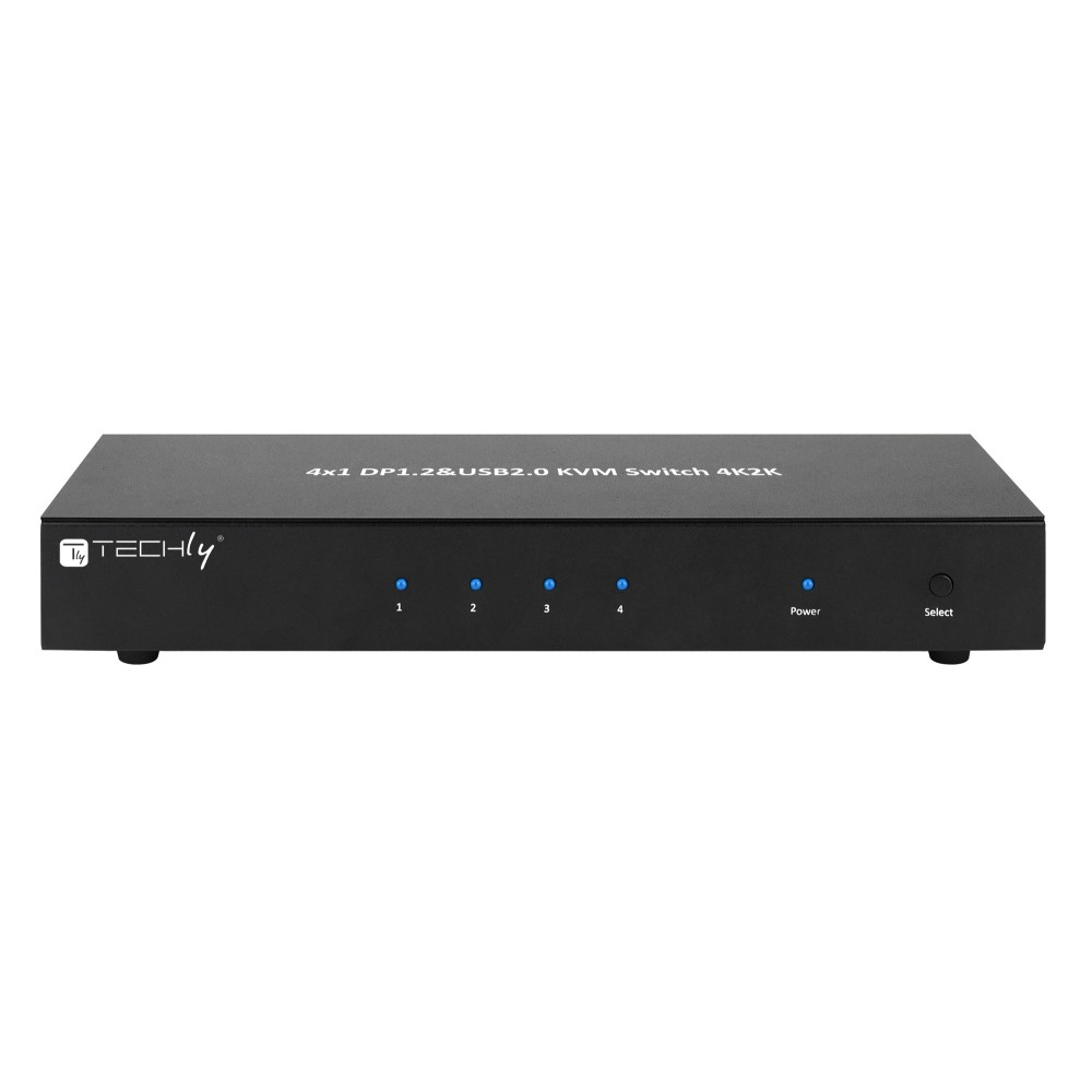 Techly IDATA DP-KVM4 KVM Switch Stativ-montering Sort