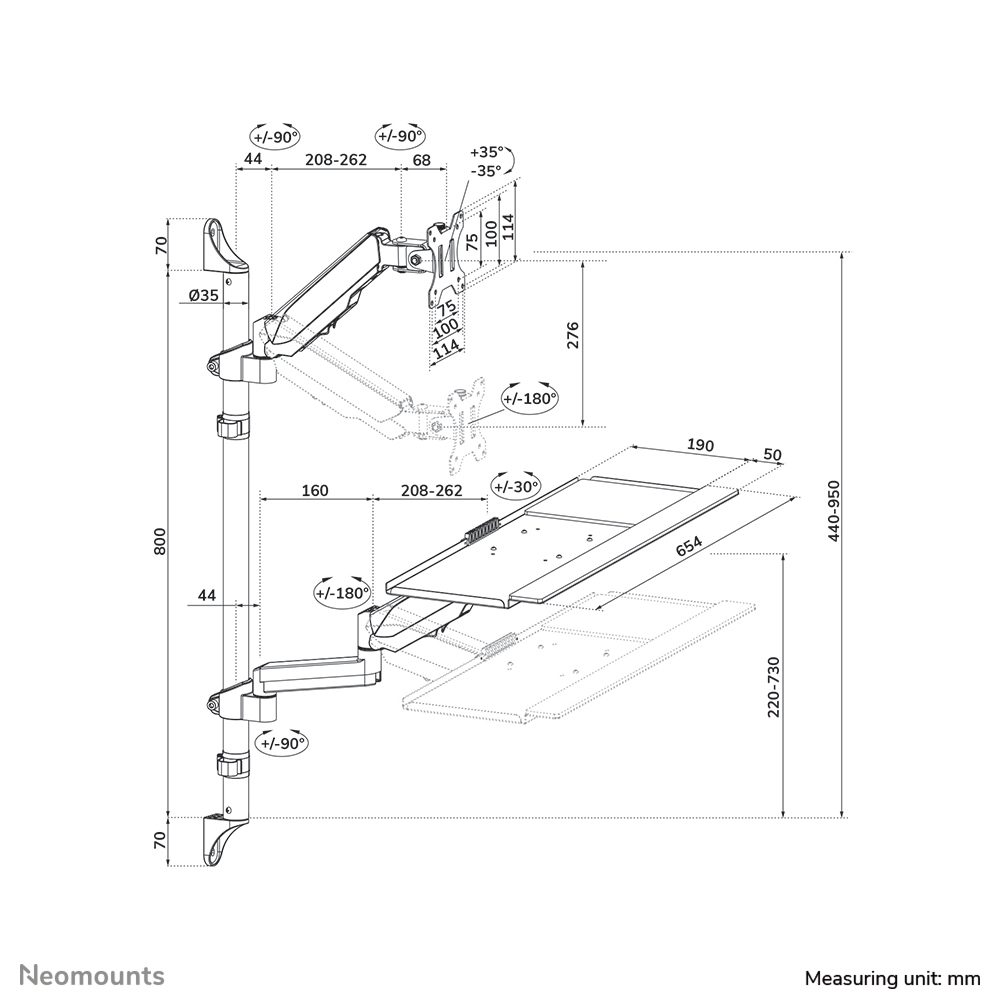 Neomounts WL90-325BL1 skærmbeslag og -stativer 81,3 cm (32") Væg Sort