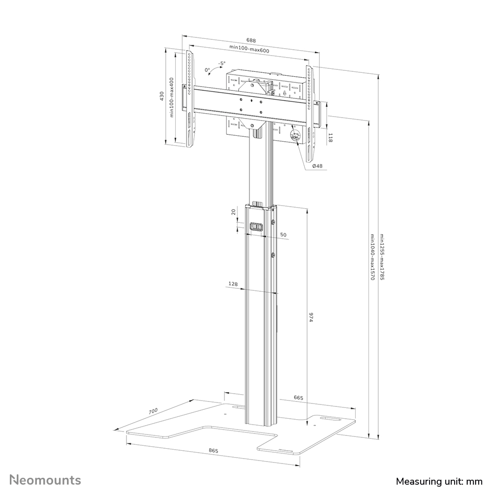 Neomounts FL45S-825BL1 tv-beslag 190,5 cm (75") Sort