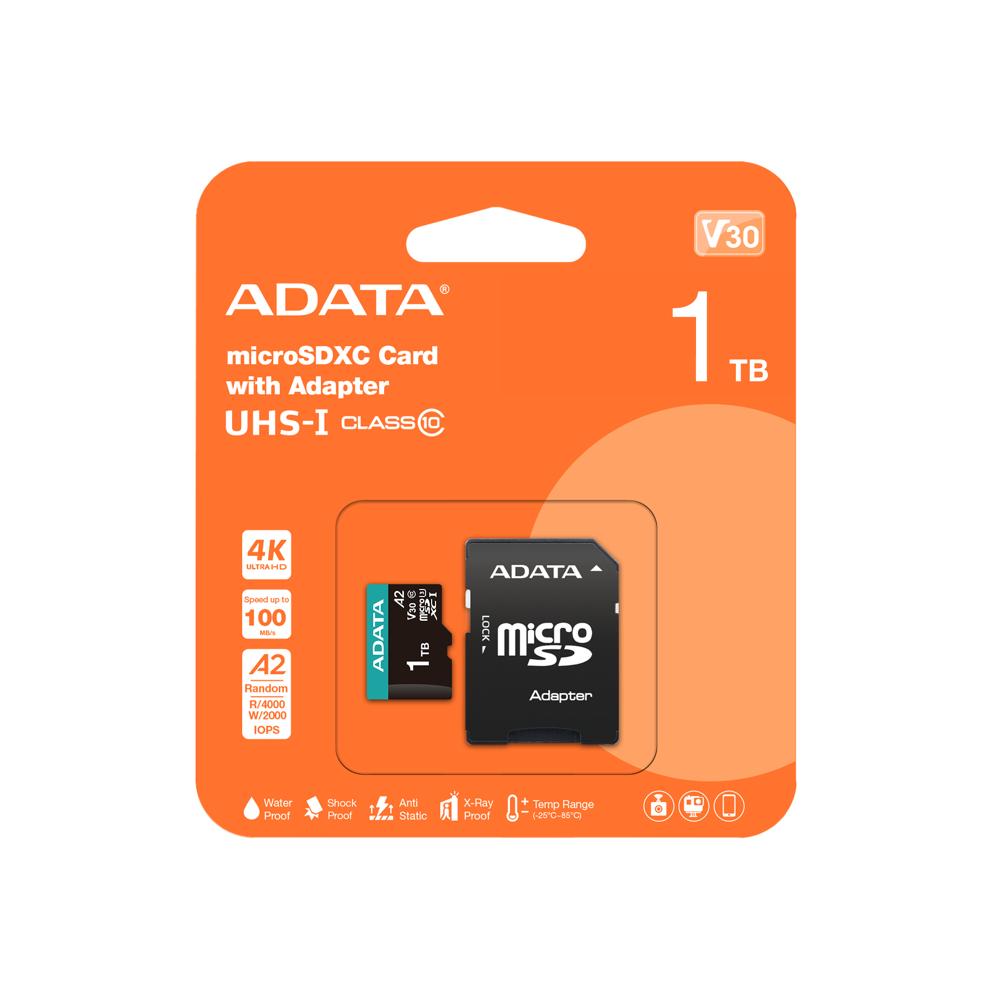 ADATA AUSDX1TUI3V30SA2-RA1 hukommelseskort 1 TB MicroSDXC UHS-I Klasse 10