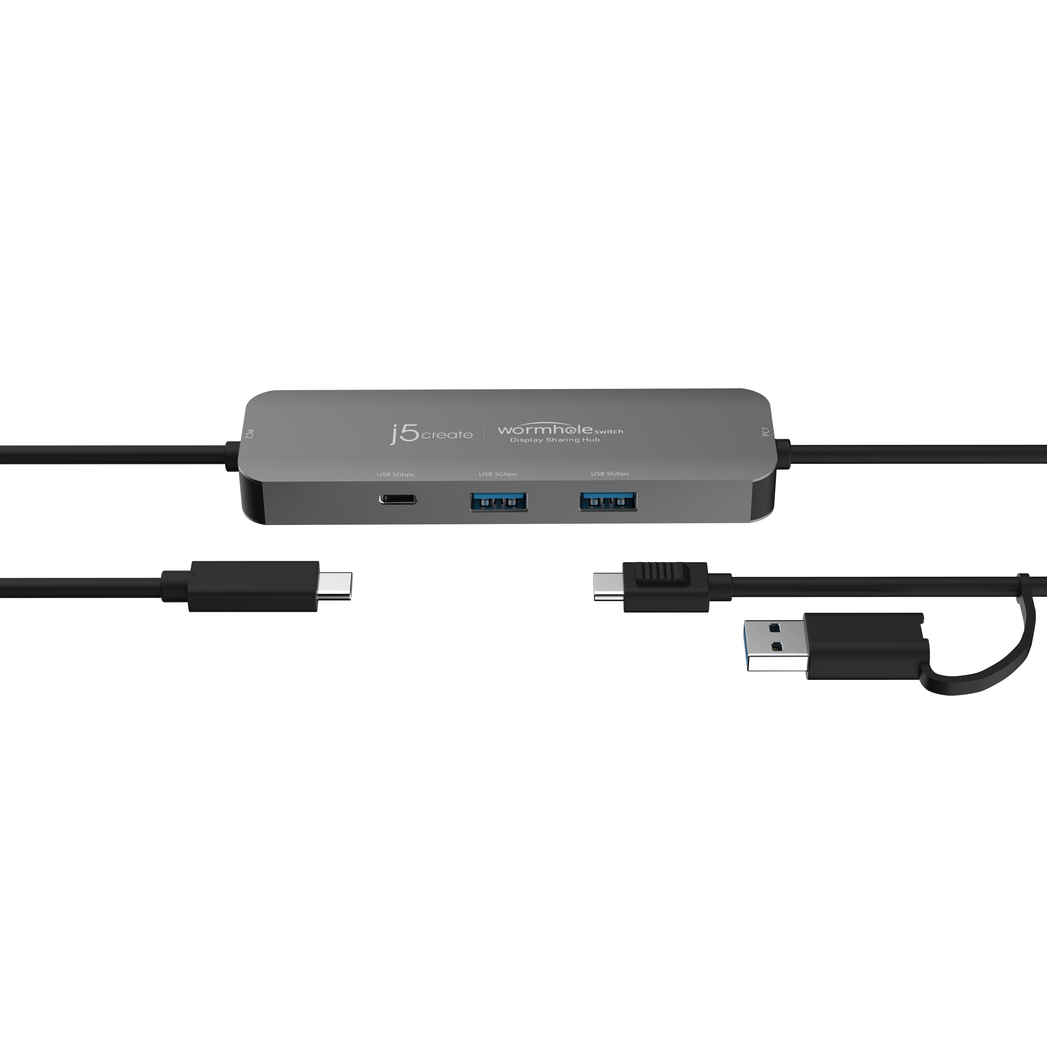 j5create JCH462-N interface hub USB 3.2 Gen 1 (3.1 Gen 1) Type-A + Type-C 5000 Mbit/s Grå