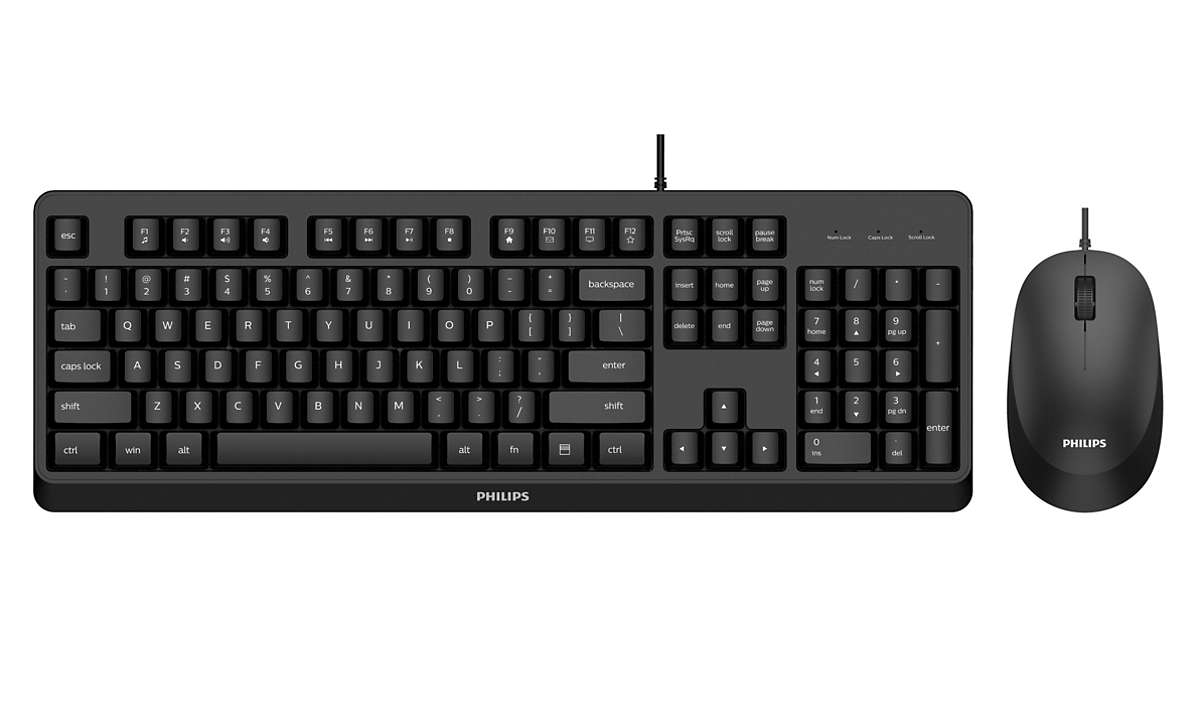 Philips 2000 series SPT6207BL/00 tastatur Mus inkluderet Universel USB QWERTY Engelsk Sort