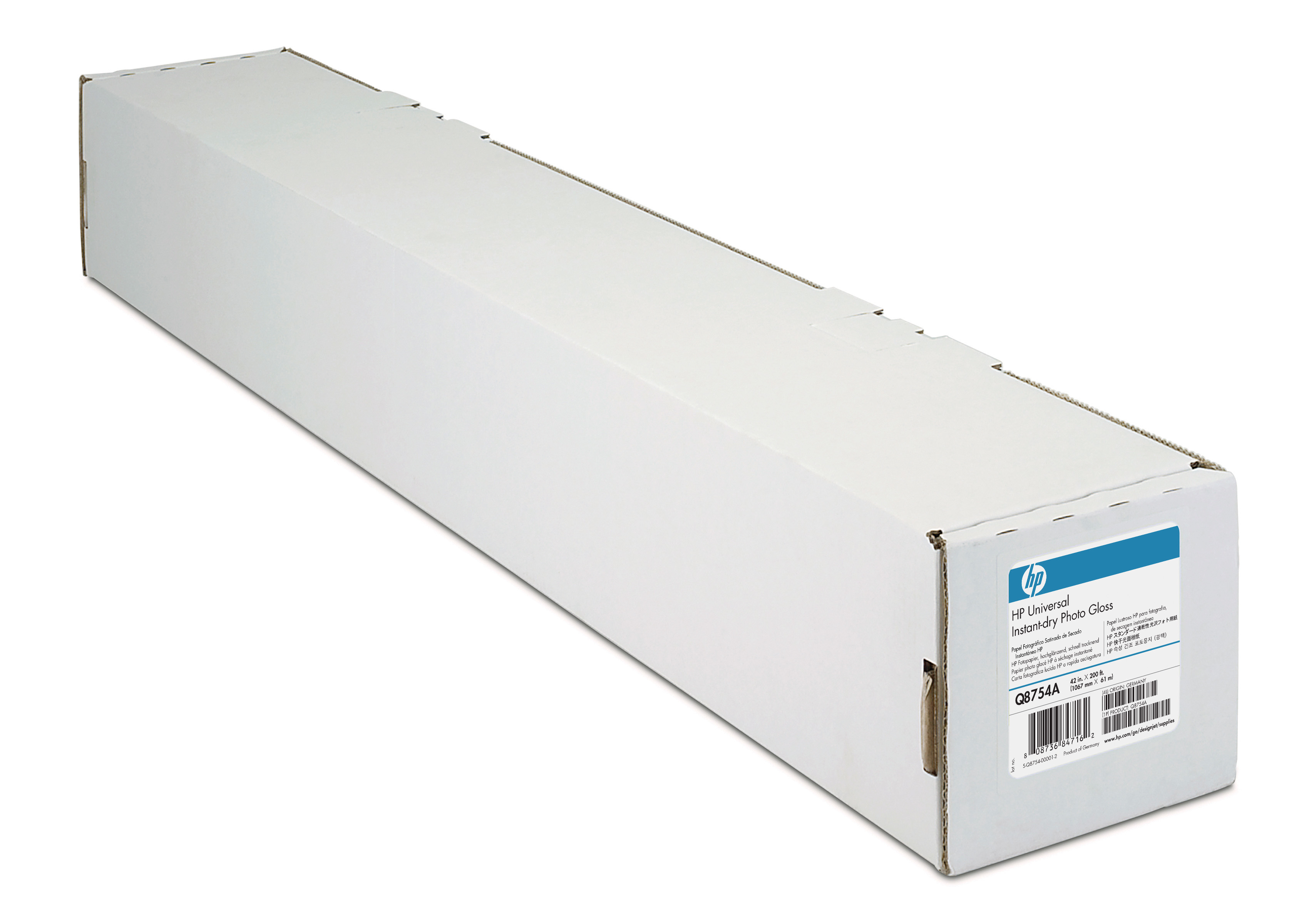 HP Universal Instant-dry Gloss Photo Paper-1067 mm x 30.5 m (42 in x 100 ft) Brun, Hvid