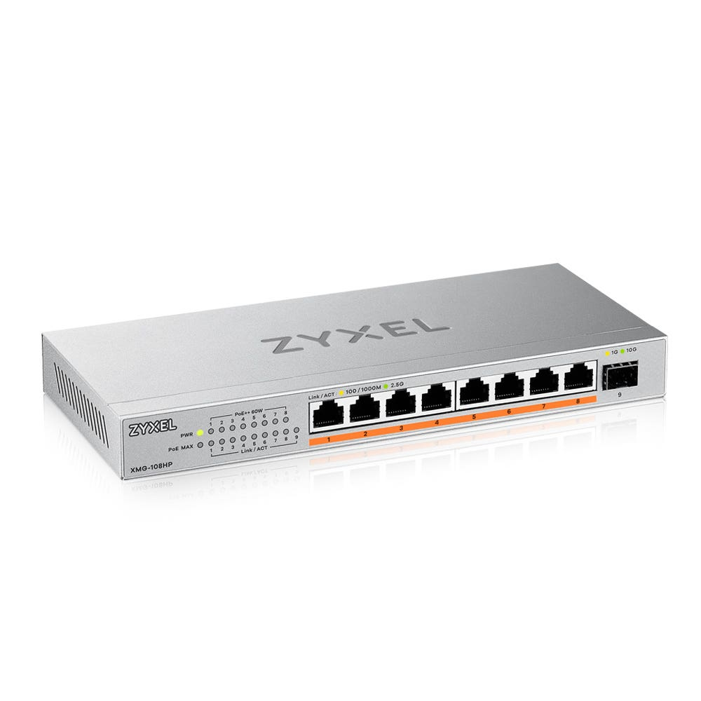Zyxel XMG-108HP Ikke administreret 2.5G Ethernet (100/1000/2500) Strøm over Ethernet (PoE)