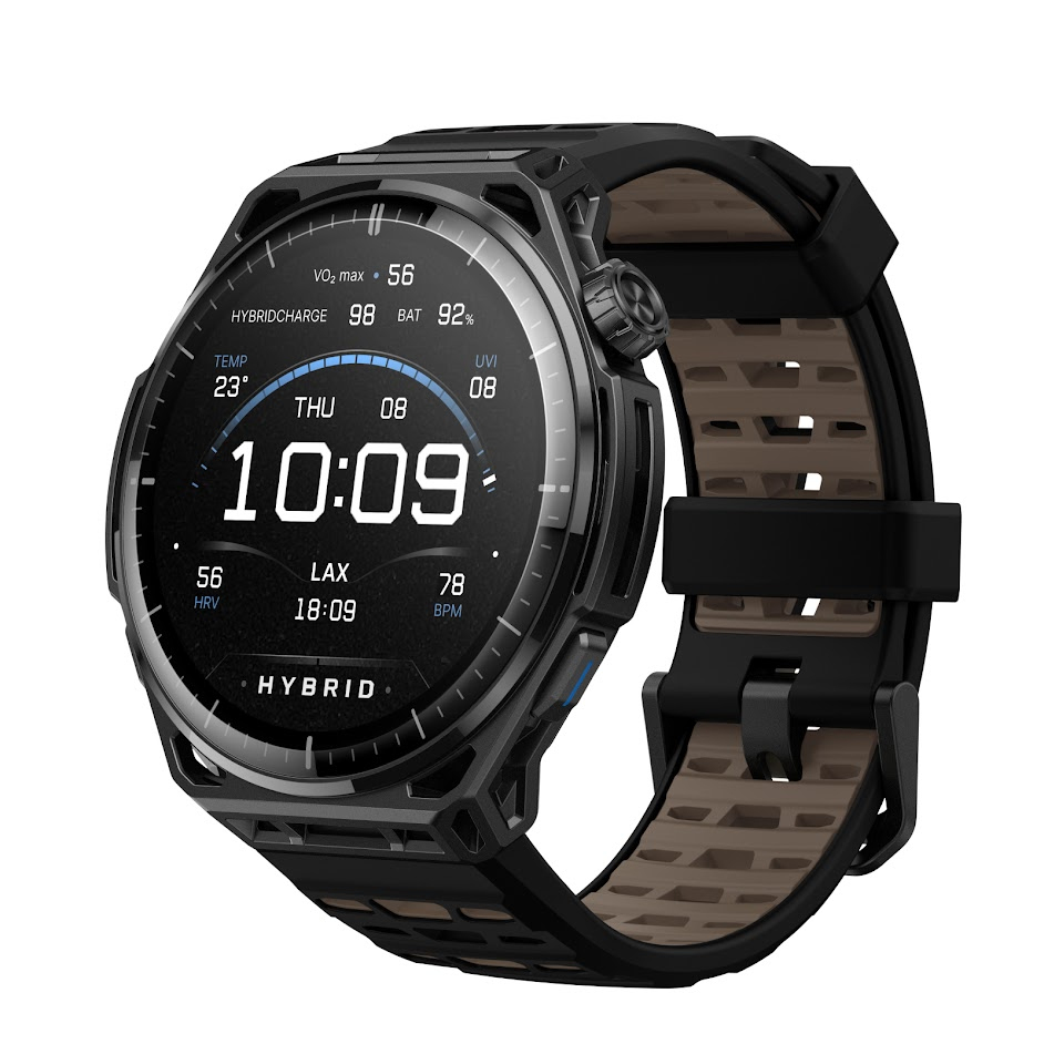 Amazfit Balance 3 3,81 cm (1.5") AMOLED 51 mm Digital 480 x 480 pixel Berøringsskærm Titanium, Sort Wi-Fi GPS (satellit)