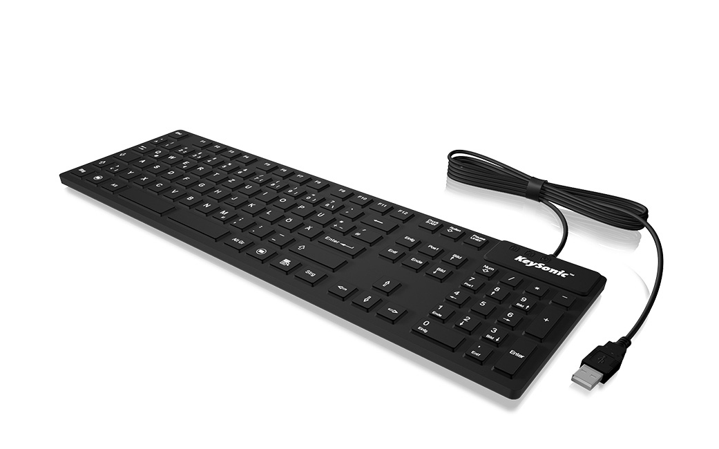 KeySonic KSK-8030 IN (CH) tastatur Industriel USB QWERTZ Schweizisk Sort