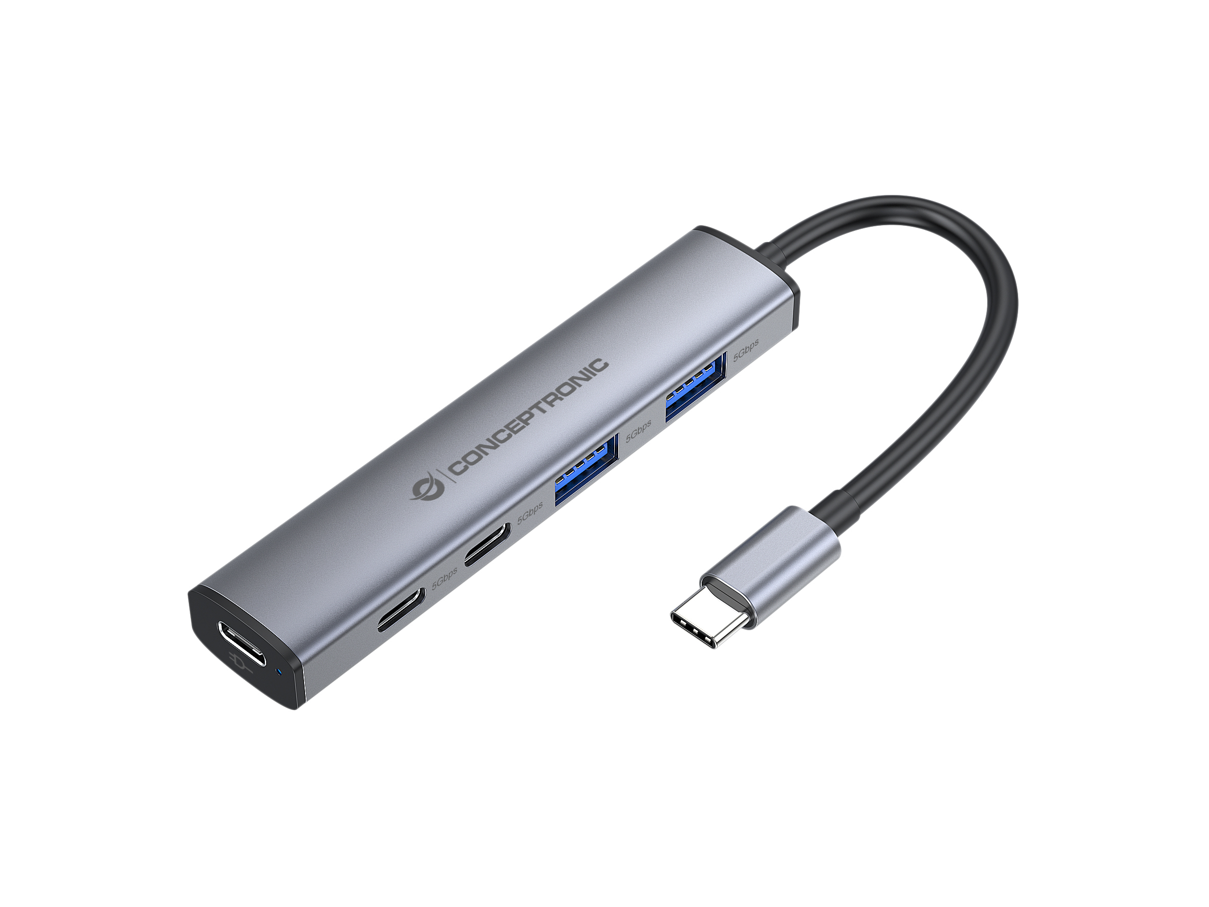 Conceptronic HUBBIES22G interface hub USB 3.2 Gen 1 (3.1 Gen 1) Type-C 5000 Mbit/s Grå
