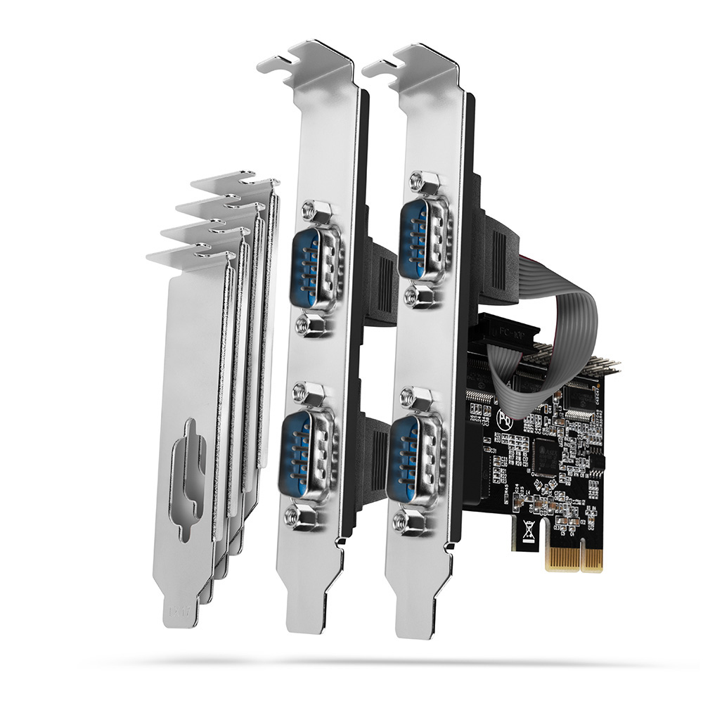 Axagon PCEA-PSN PCIe-Adapter mit 4x Seriell-Ports - ASIX AX99100 Chipsatz interface-kort/adapter Intern RS-232