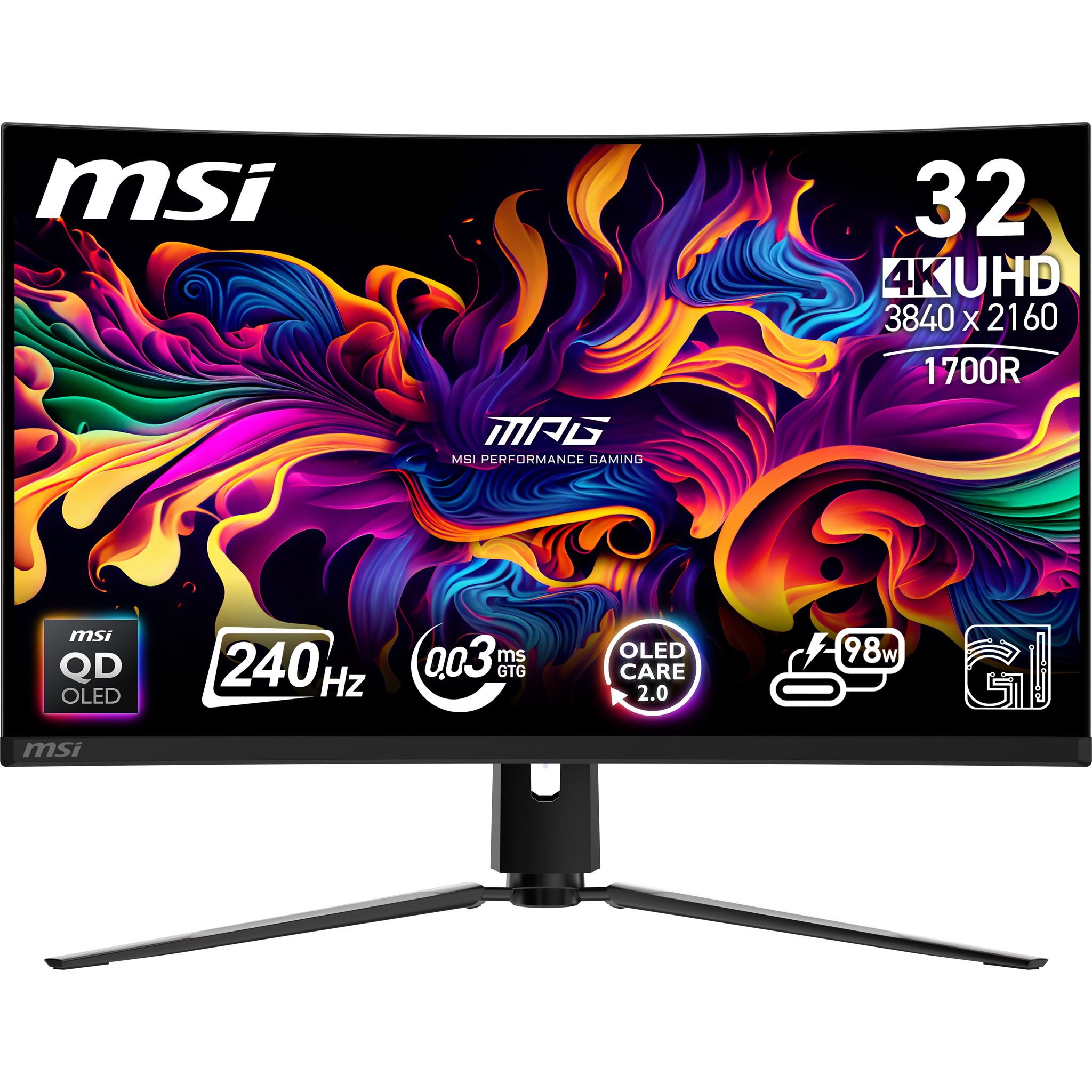 MSI MPG 321CURXDE QD-OLED computerskærm 80 cm (31.5") 3840 x 2160 pixel 4K Ultra HD Sort