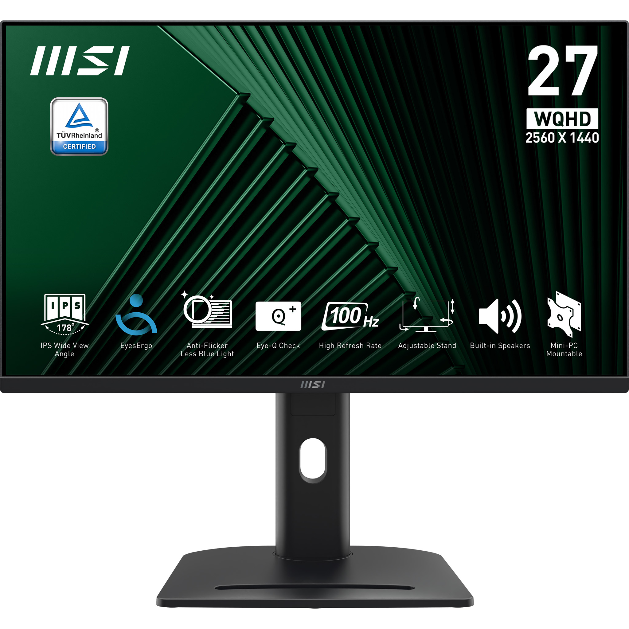 MSI Pro MP275QPG computerskærm 68,6 cm (27") 2560 x 1440 pixel Wide Quad HD LCD Sort