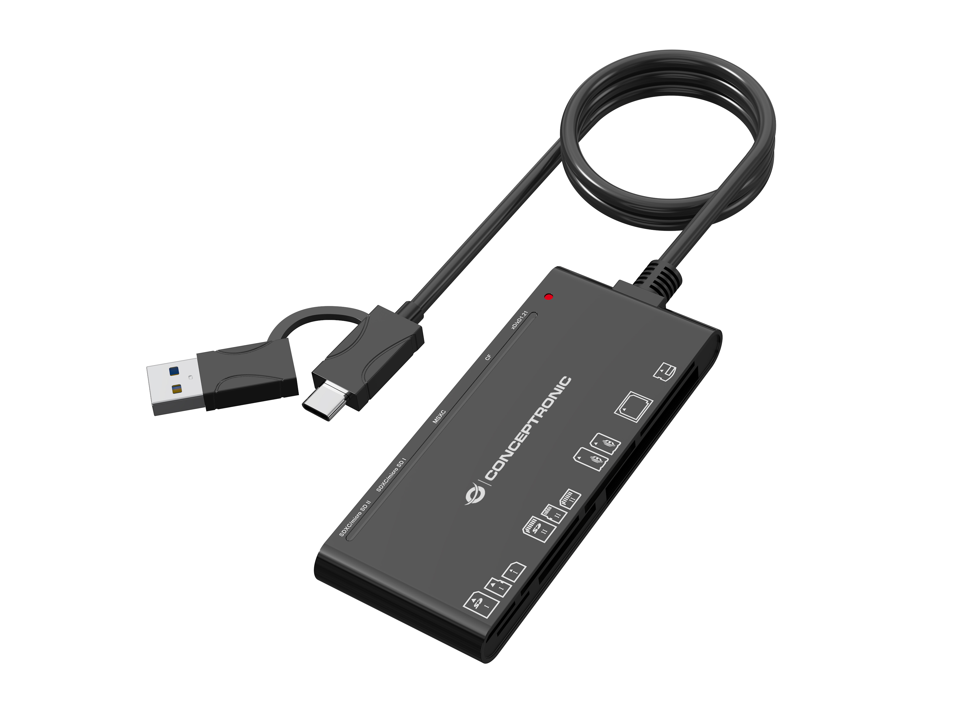 Conceptronic BIAN10B kortlæser USB 3.2 Gen 1 (3.1 Gen 1) Type-A/Type-C Sort