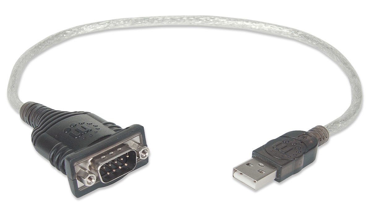 Manhattan 205146 serielkabel Sort, Transparent 0,45 m USB Type-A D-Sub (DB-9)