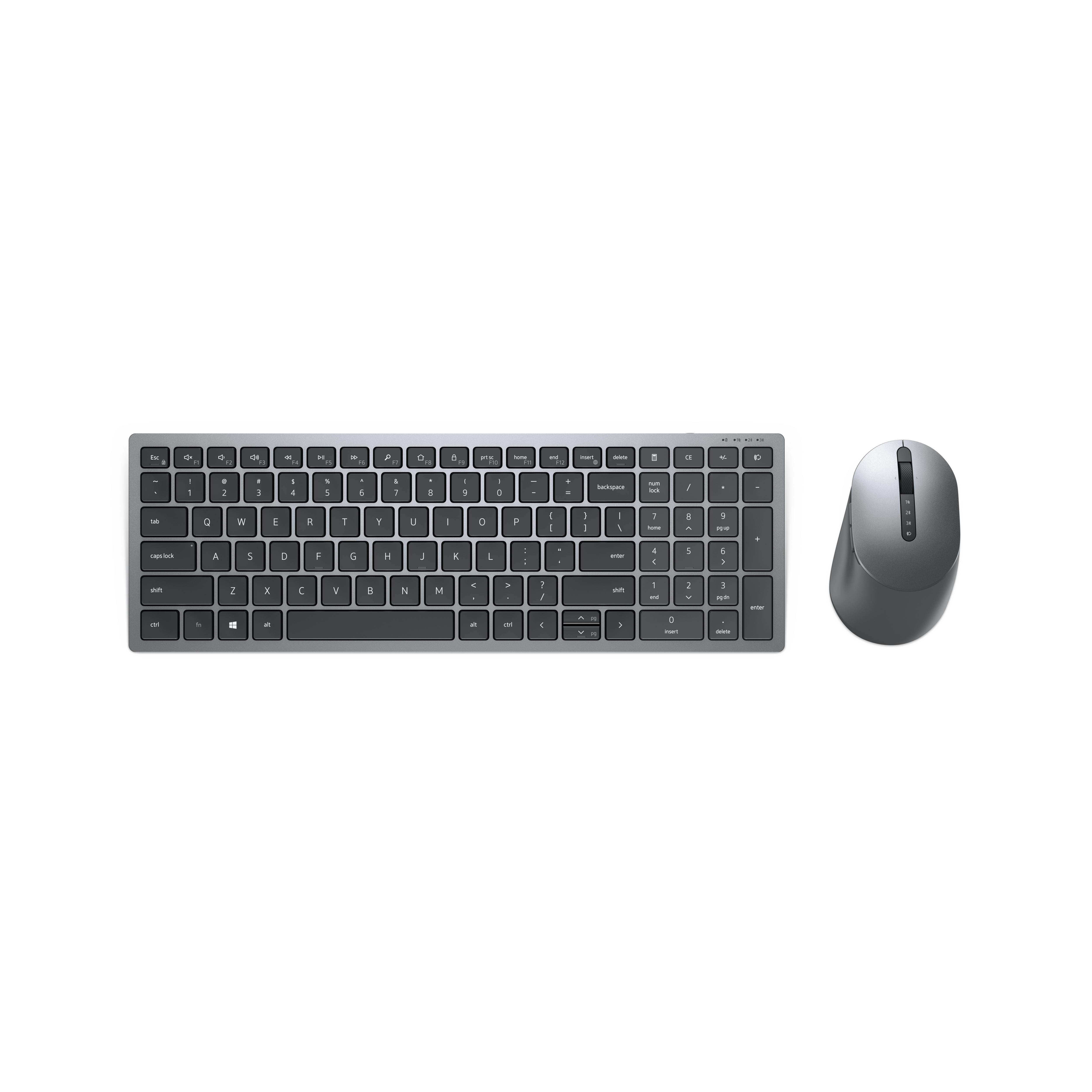 DELL KM7120W tastatur Mus inkluderet Kontor RF trådløs + Bluetooth QWERTY Nordisk Grå, Titanium