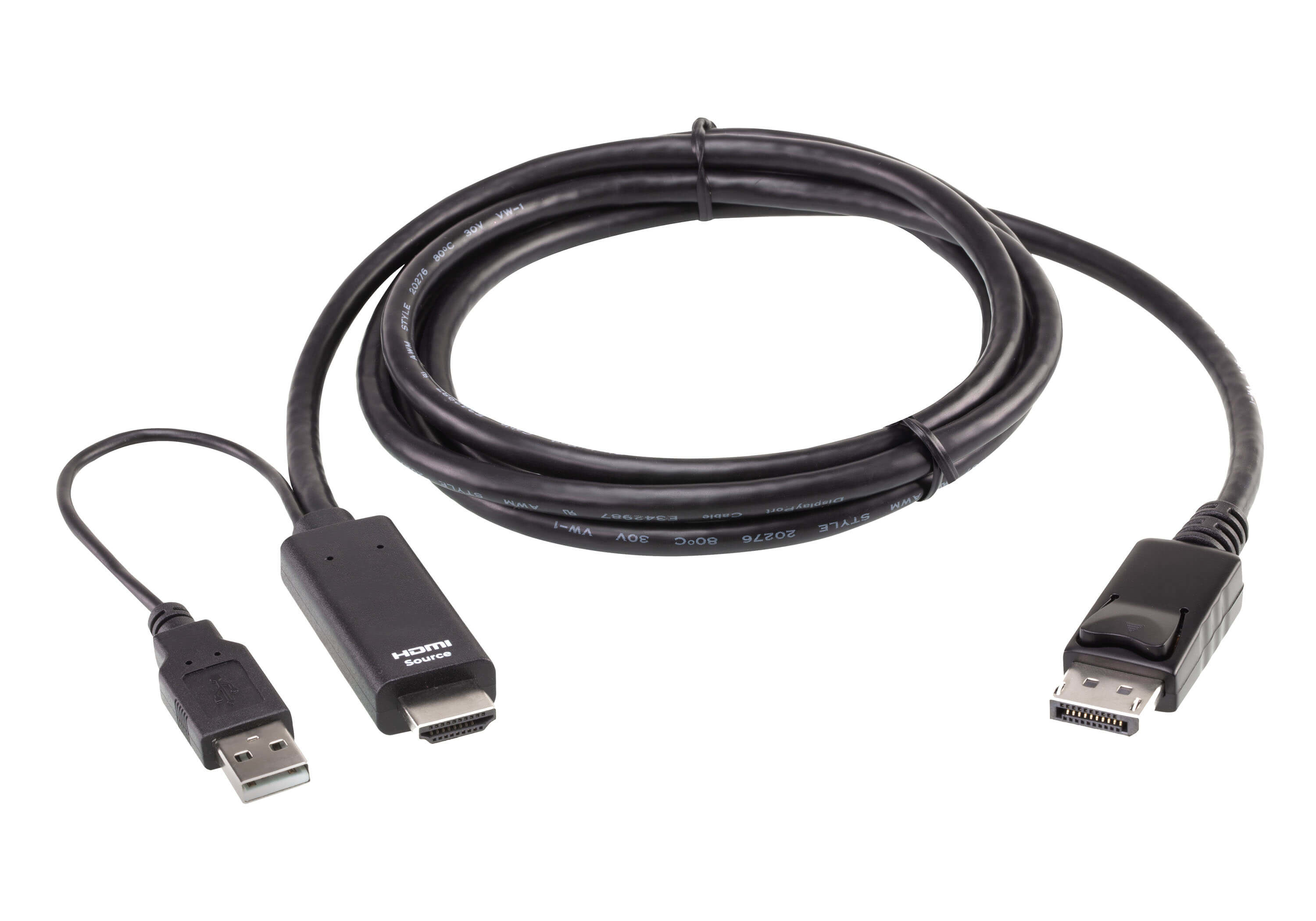 ATEN 2L-7D02HDP videokabel adapter 1,8 m HDMI + USB DisplayPort Sort