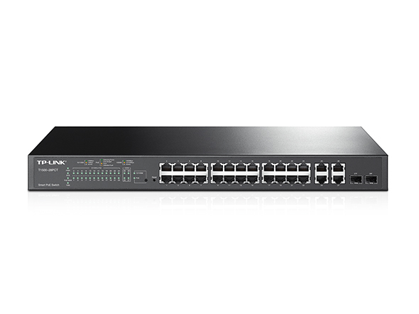 TP-Link T1500-28PCT netværksswitch Administreret L2 Fast Ethernet (10/100) Strøm over Ethernet (PoE) 1U Sort