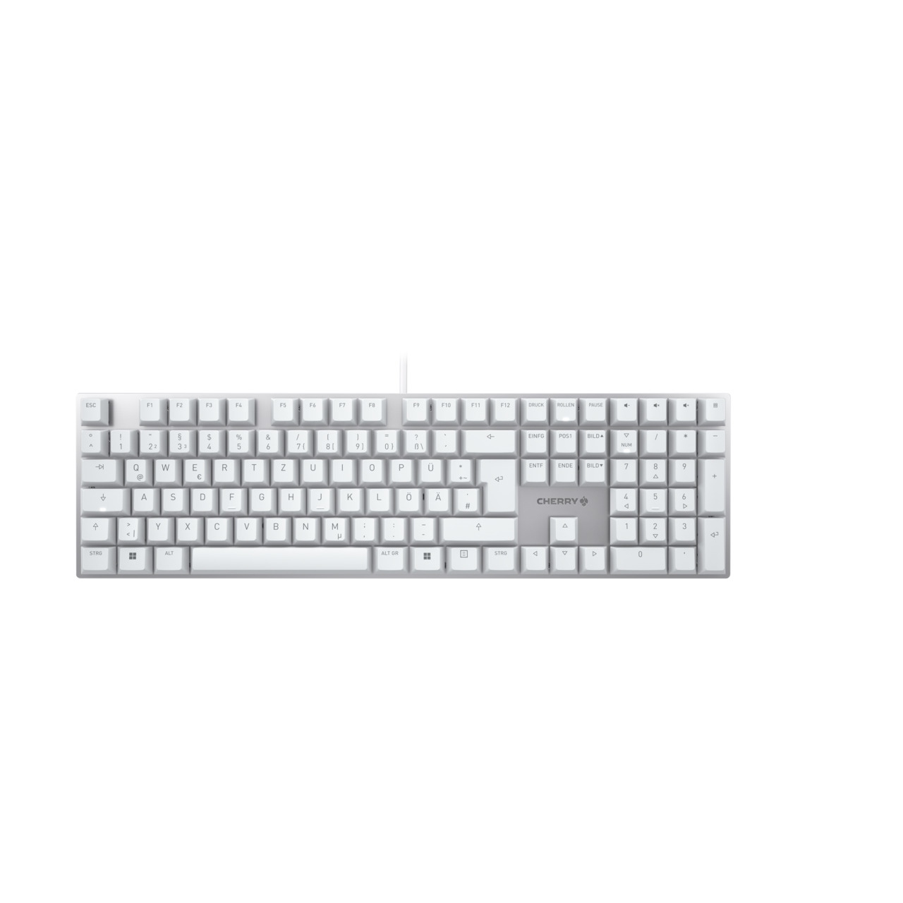 CHERRY KC 200 MX tastatur Universel USB QWERTZ Tysk Sølv, Hvid