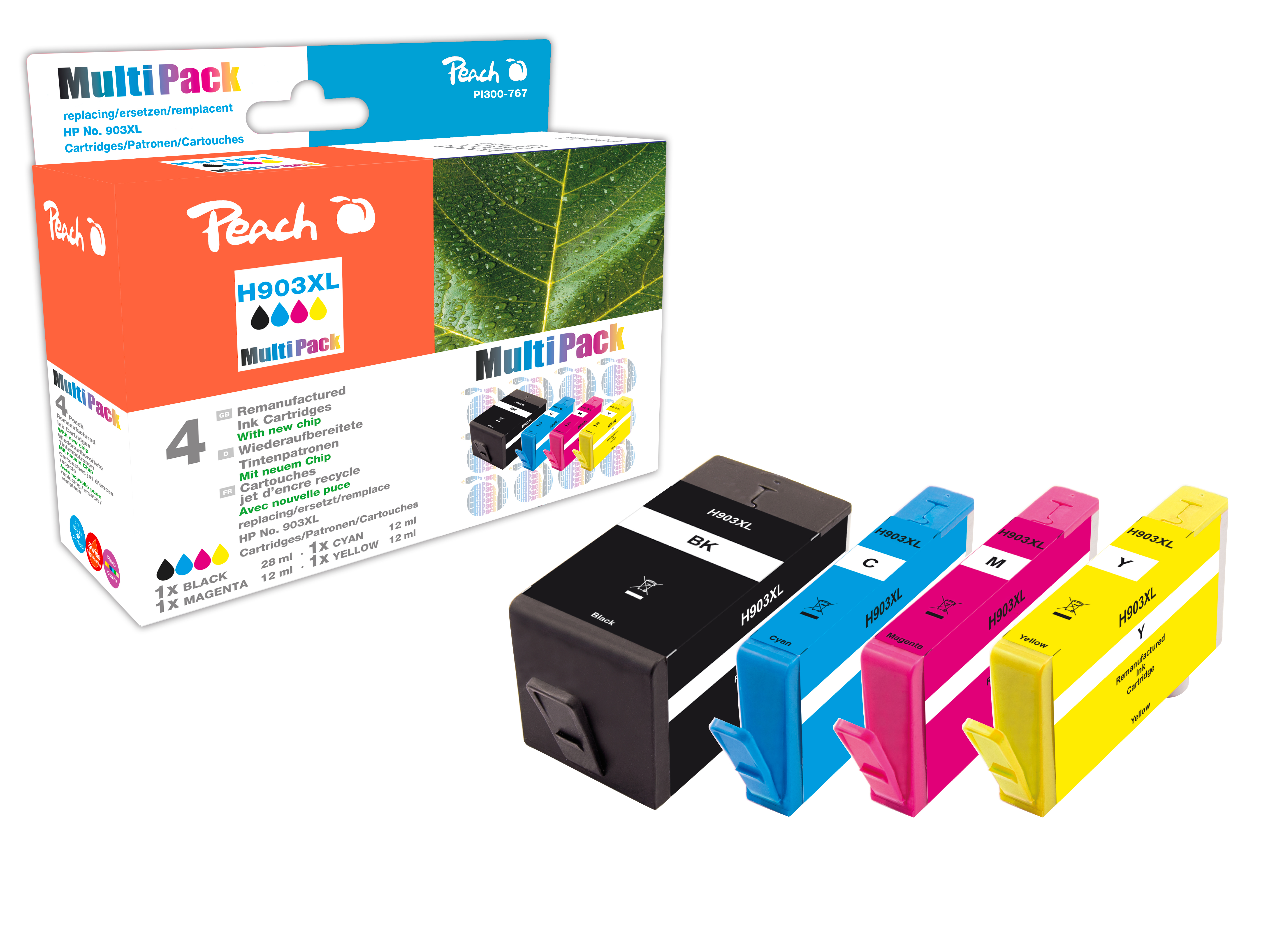 Peach PI300-767 blækpatron 4 stk Kompatibel Højt (XL) udbytte Sort, Blå, Magenta, Gul