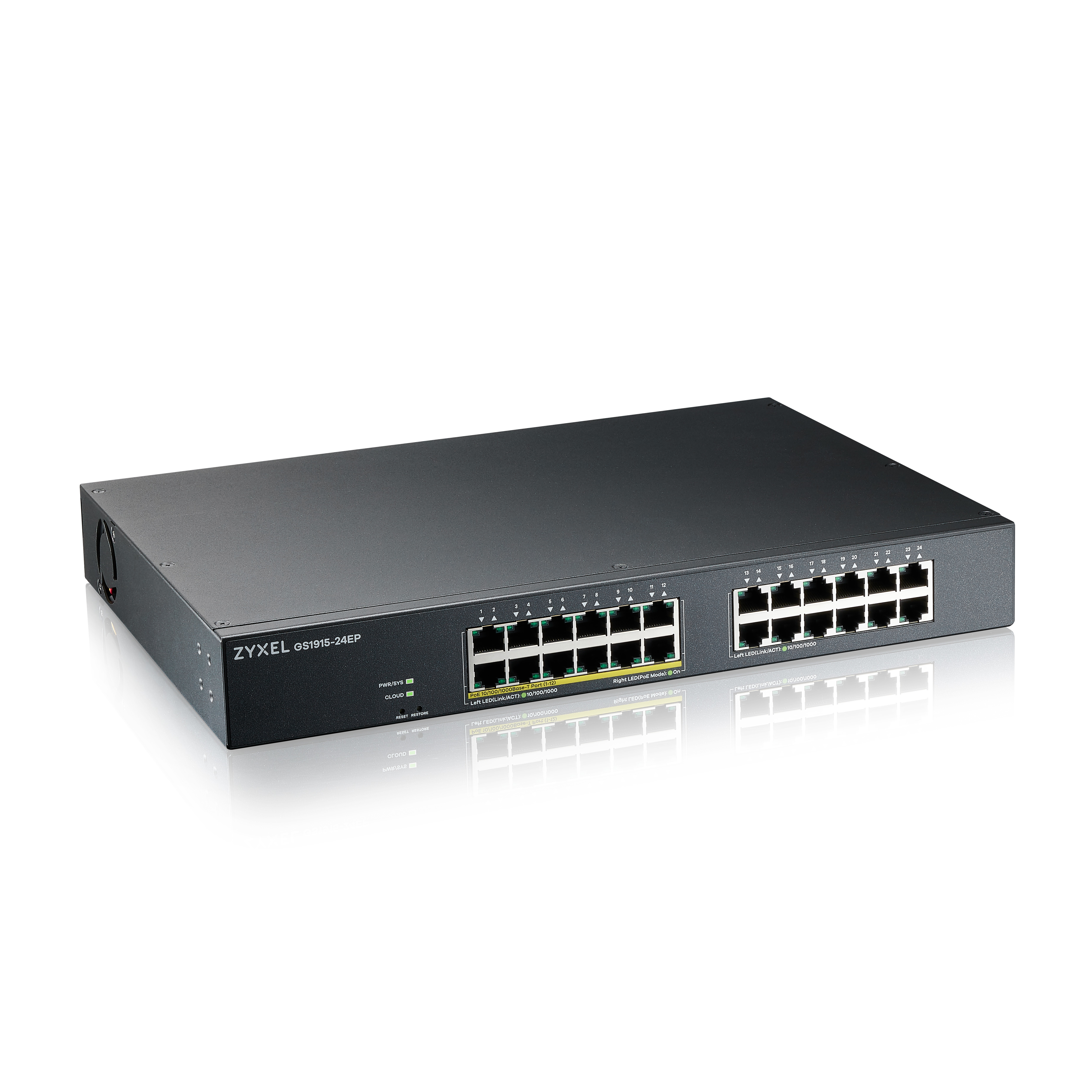 Zyxel GS1915-24EP Administreret L2 Gigabit Ethernet (10/100/1000) Strøm over Ethernet (PoE) 1U Sort