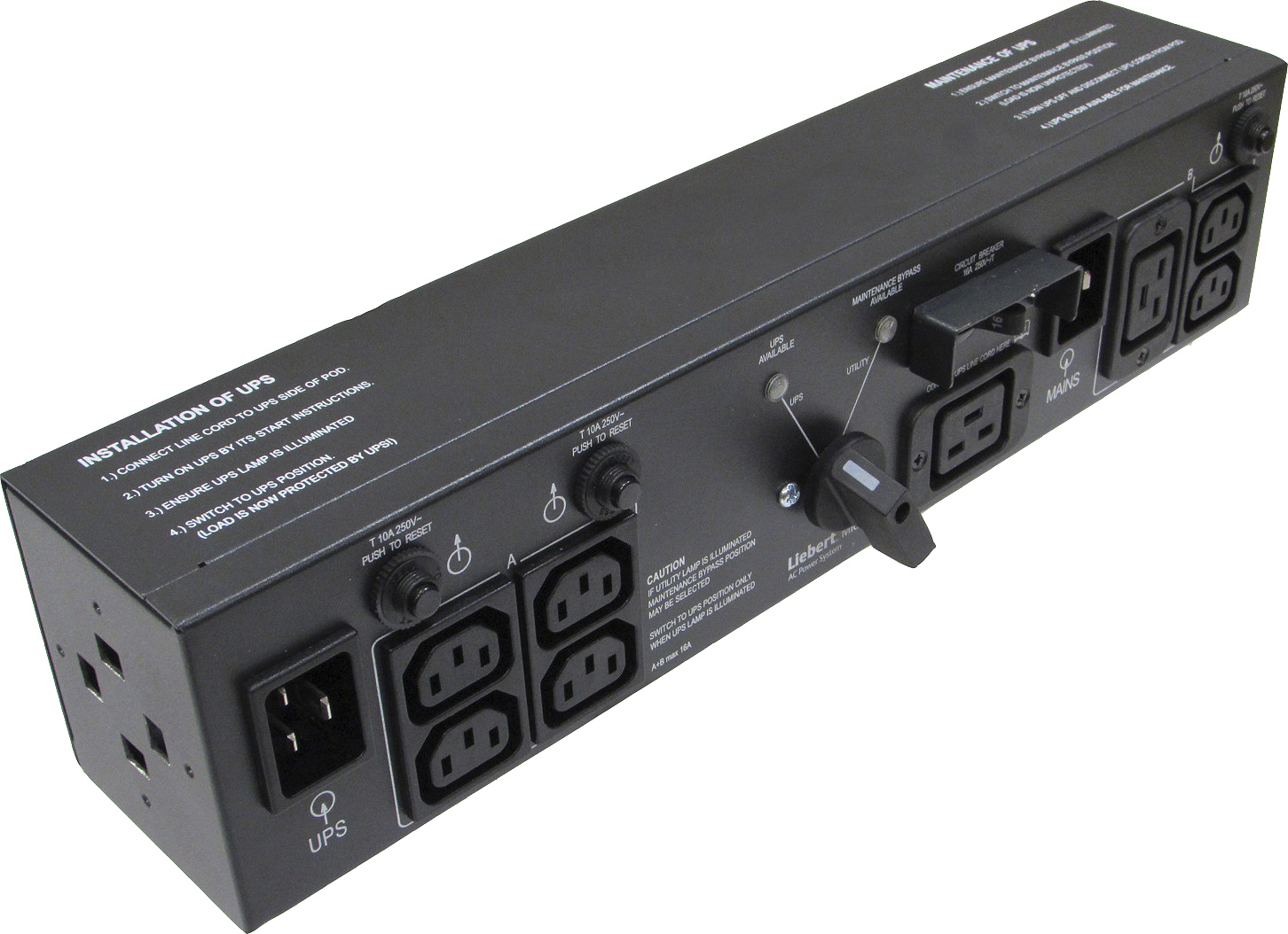 Vertiv MP2-220L strømforsyningsenhed (PDU) 4 AC stikkontakt(er) 2U Sort