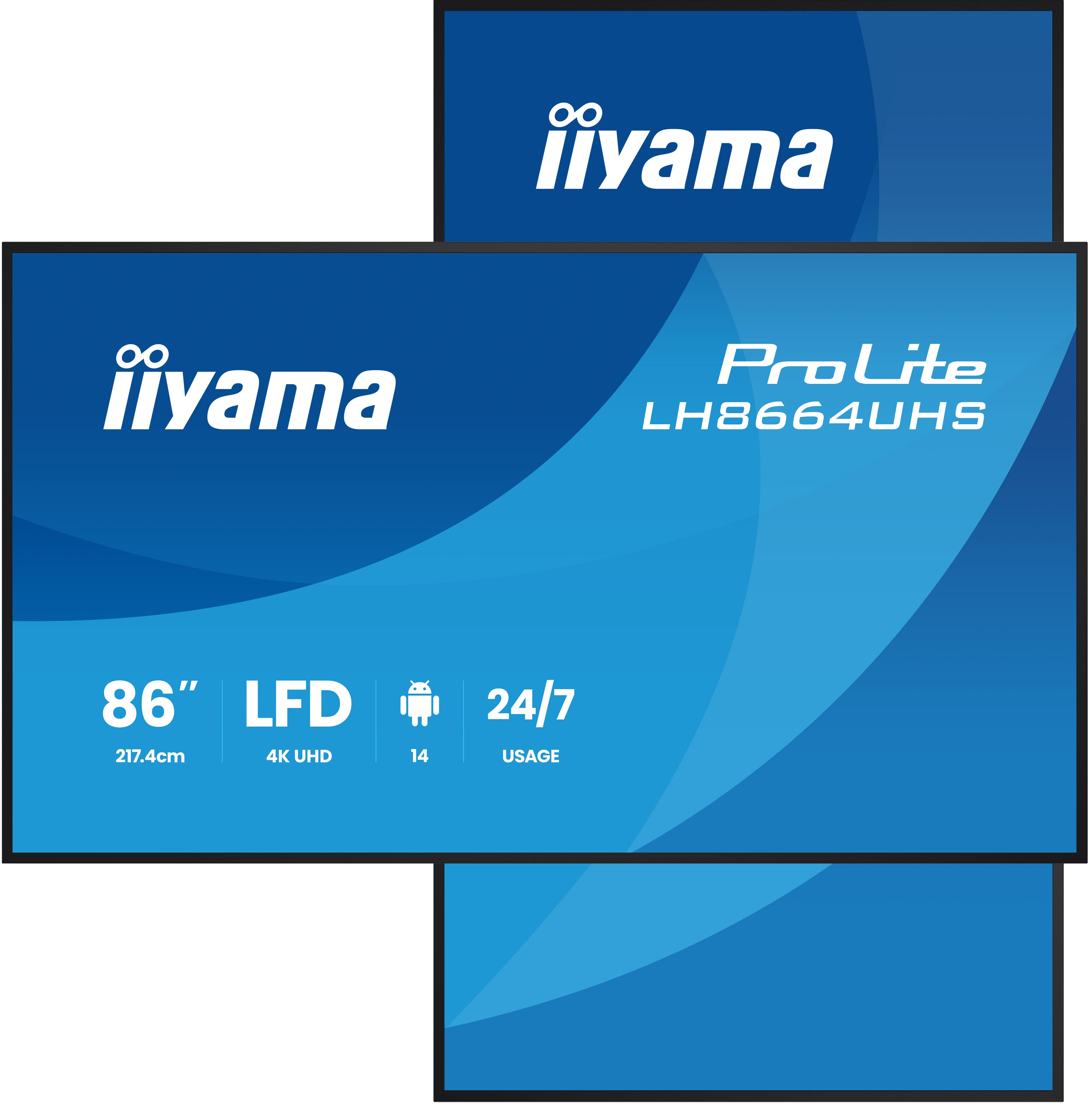 iiyama LH8664UHS-B3AG skilte display Digital fladpaneldisplay 2,17 m (85.6") Wi-Fi 500 cd/m² 4K Ultra HD Sort Indbygget processer Android 24/7