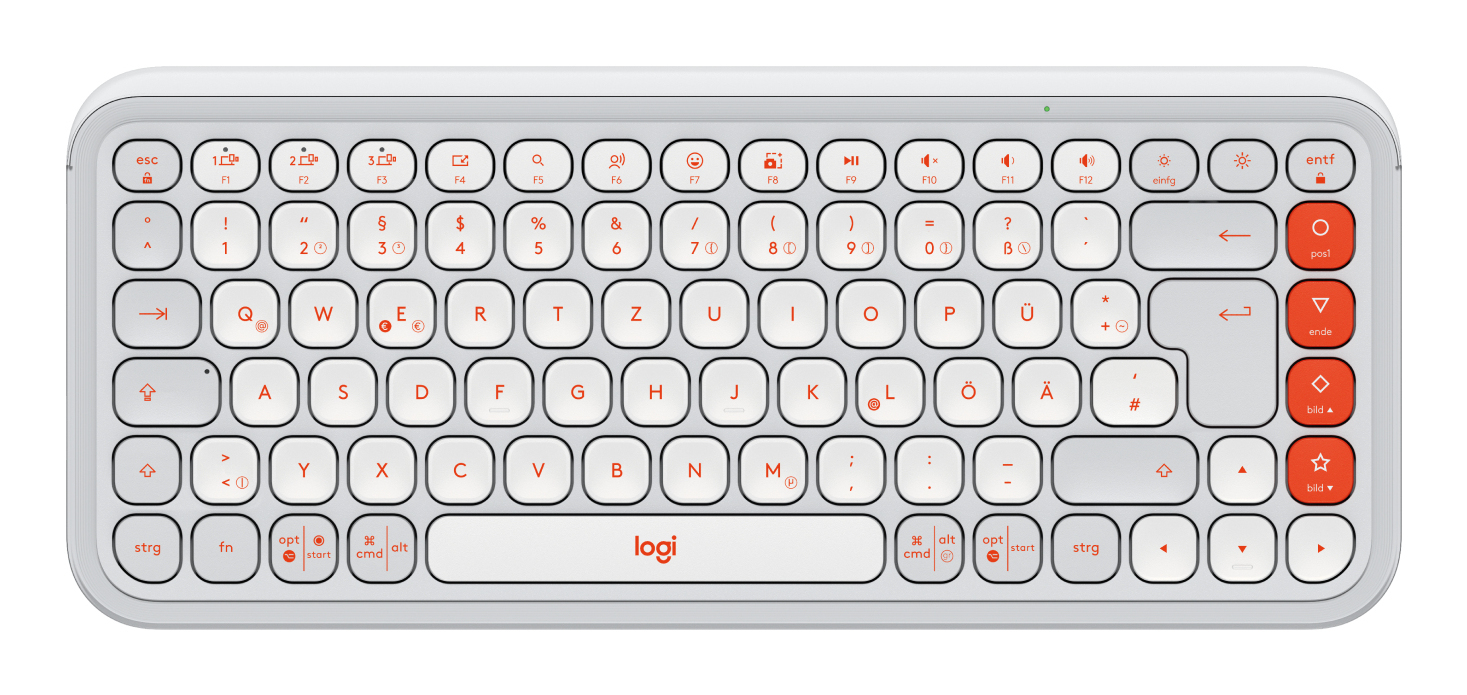 Logitech POP Icon Keys tastatur Universel Bluetooth QWERTZ Tysk Orange, Hvid