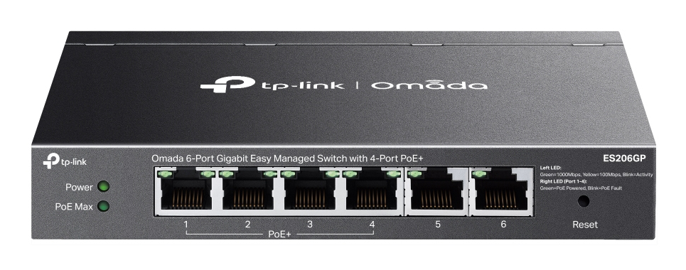 TP-Link Omada ES206GP netværksswitch Administreret Gigabit Ethernet (10/100/1000) Strøm over Ethernet (PoE) Sort