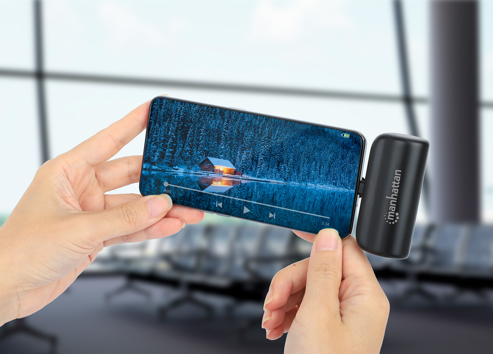 Manhattan 102636 powerbank Lithium-Ion (Li-Ion) 5000 mAh Sort