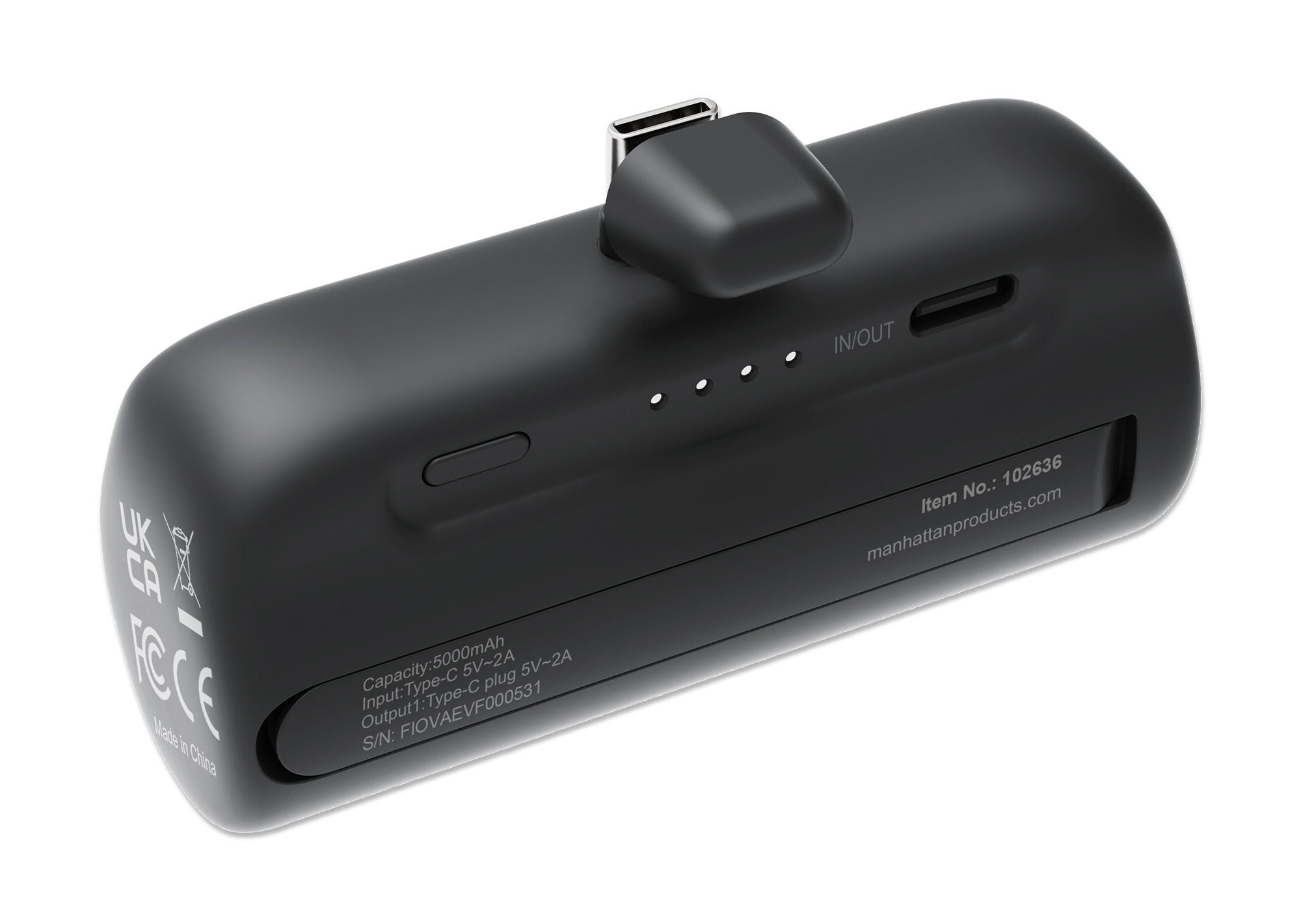 Manhattan 102636 powerbank Lithium-Ion (Li-Ion) 5000 mAh Sort