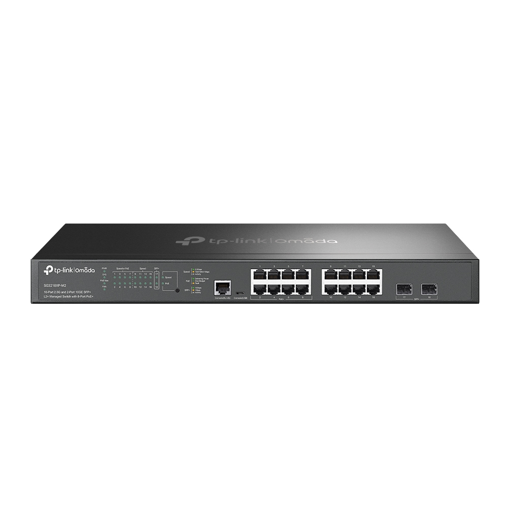 TP-Link Omada SG3218XP-M2 netværksswitch Administreret L2+ 2.5G Ethernet (100/1000/2500) Strøm over Ethernet (PoE) 1U Sort