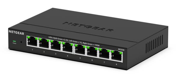 NETGEAR MS308E Ikke administreret 2.5G Ethernet (100/1000/2500) Sort