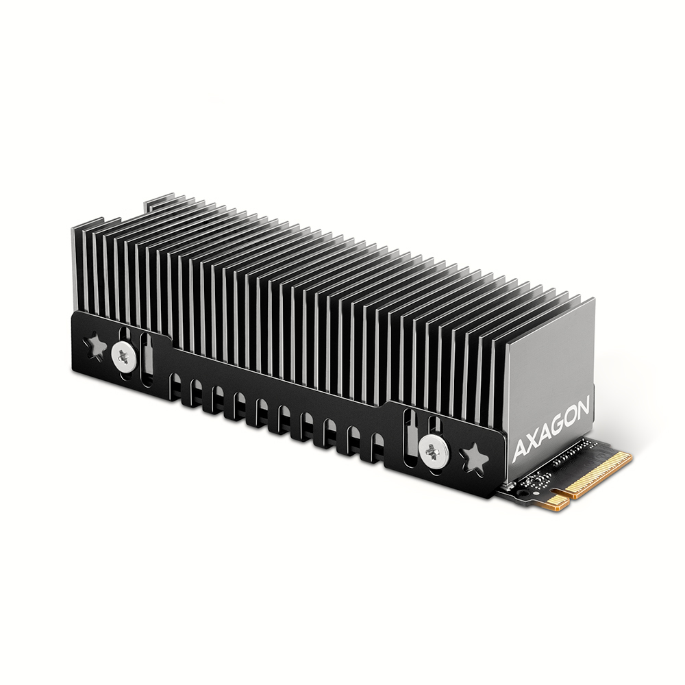 Axagon CLR-M2XT M.2 SSD Passivkühler Aluminium - 2280 M.2 NVMe SSD, Solid-state drev Køleplade/køler Sort, Grå 1 stk