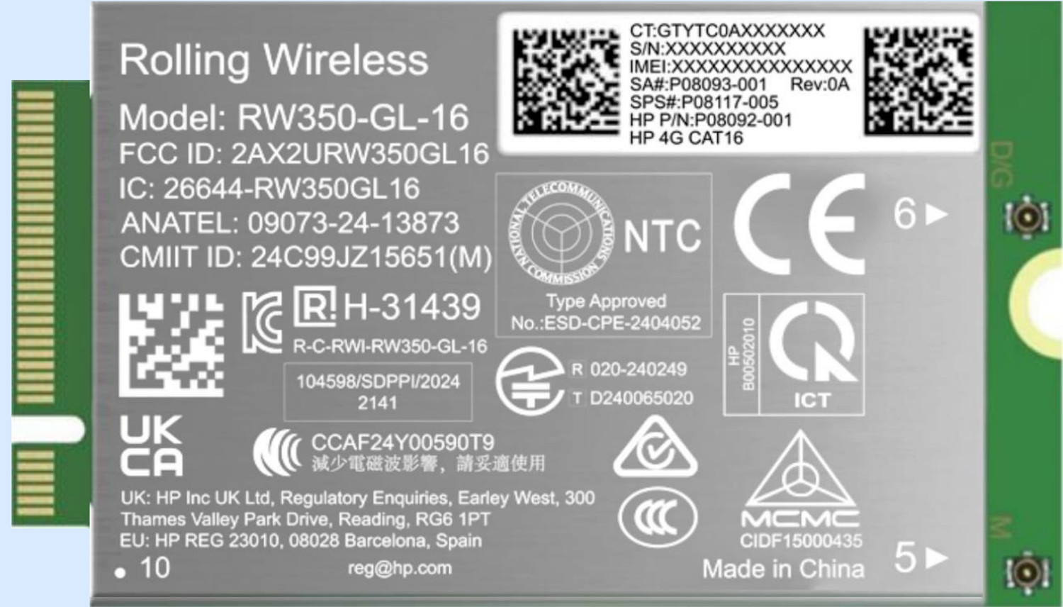 HP 4G LTE-Advanced Pro Cat16 WWAN interface-kort/adapter