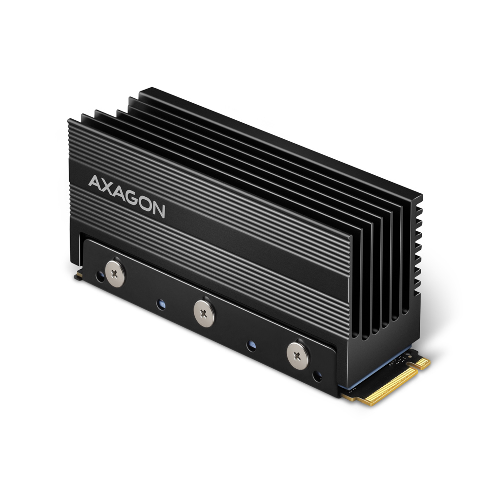 Axagon CLR-M2XL Computerkølesystem M.2 NVMe SSD, Solid-state drev Køleplade/køler Sort 1 stk