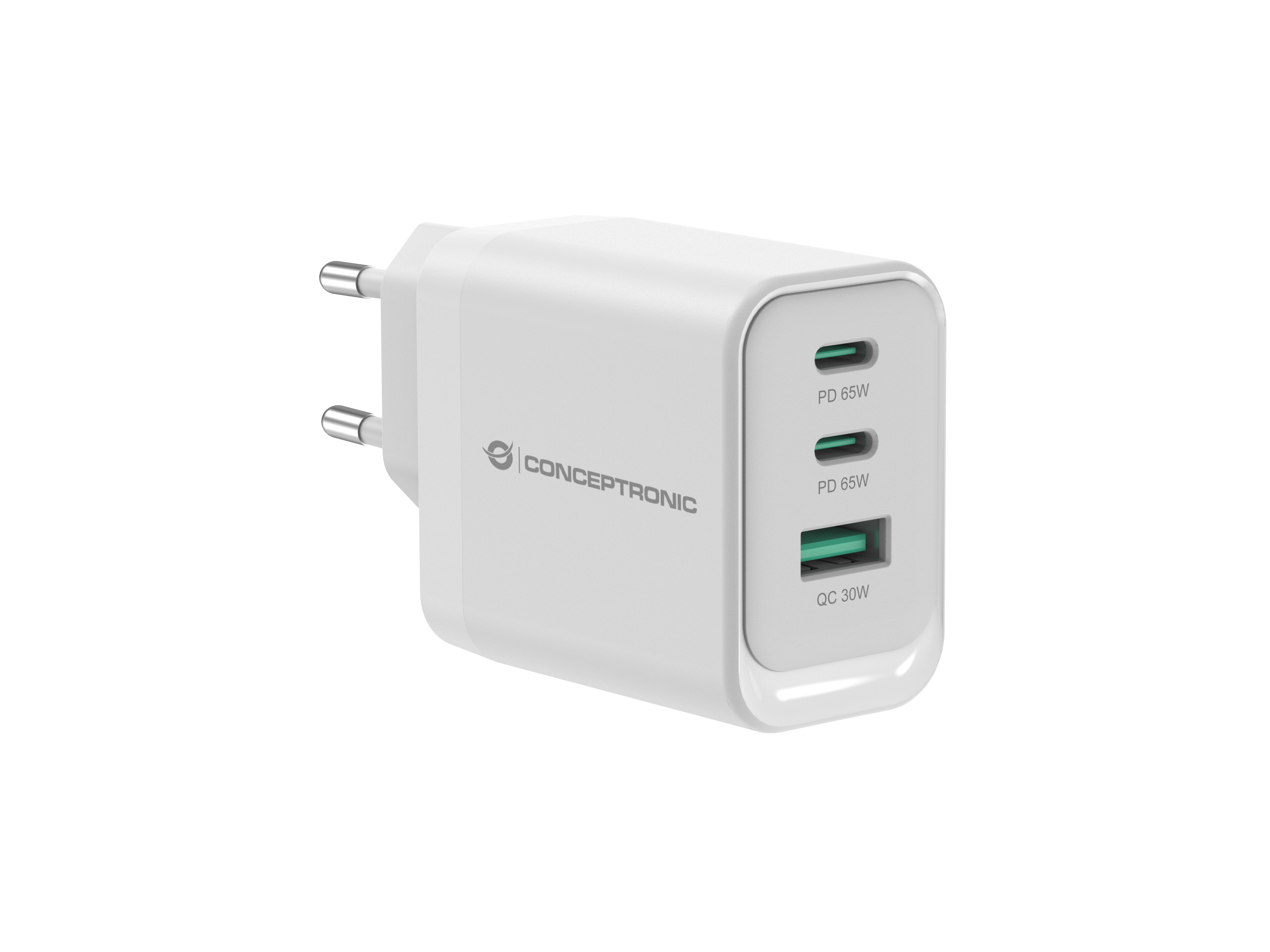 Conceptronic ALTHEA21W65 oplader til mobil enhed Universel Hvid Vekselstrøm Hurtig opladning Indendørs