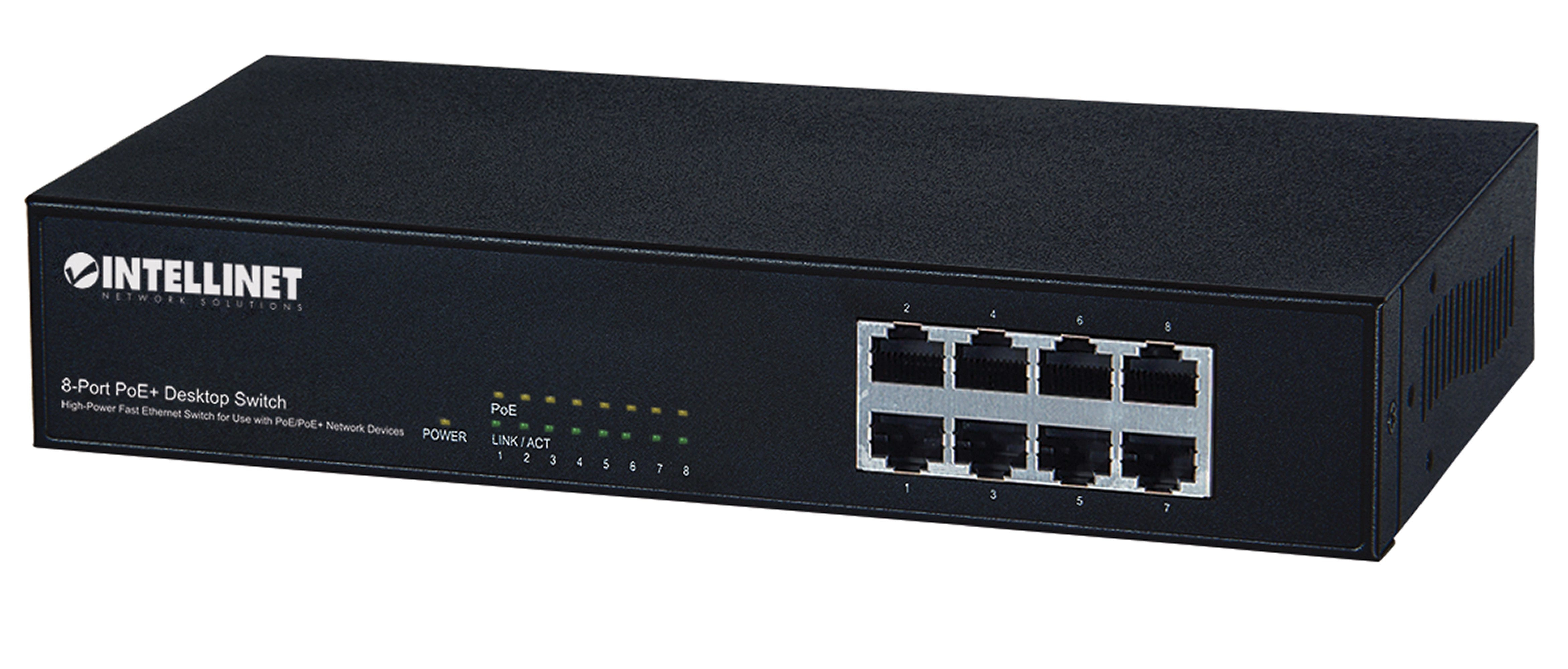 Intellinet 560764 netværksswitch Fast Ethernet (10/100) Strøm over Ethernet (PoE) Sort