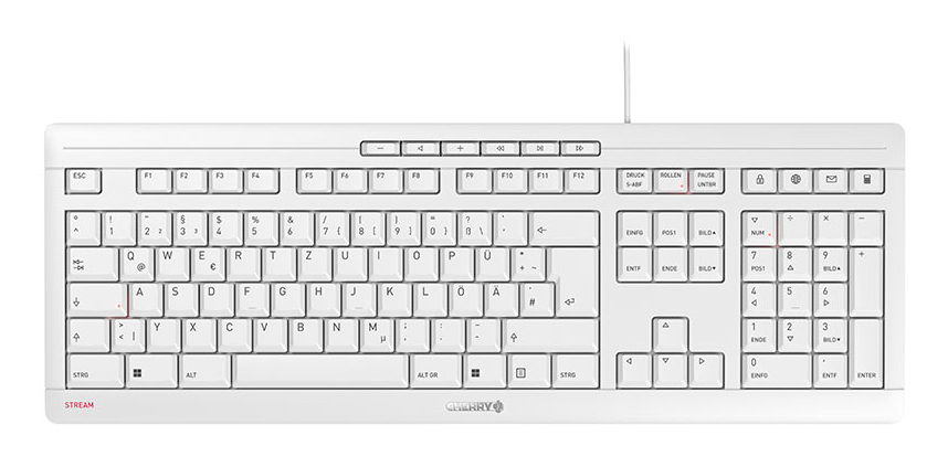 CHERRY STREAM tastatur Kontor USB QWERTZ Tysk Hvid