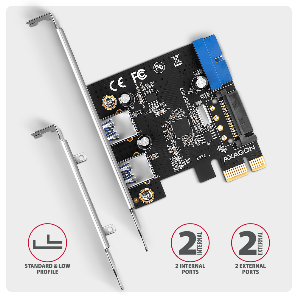 Axagon PCEU-232RS interface-kort/adapter Intern USB 3.2 Gen 1 (3.1 Gen 1)