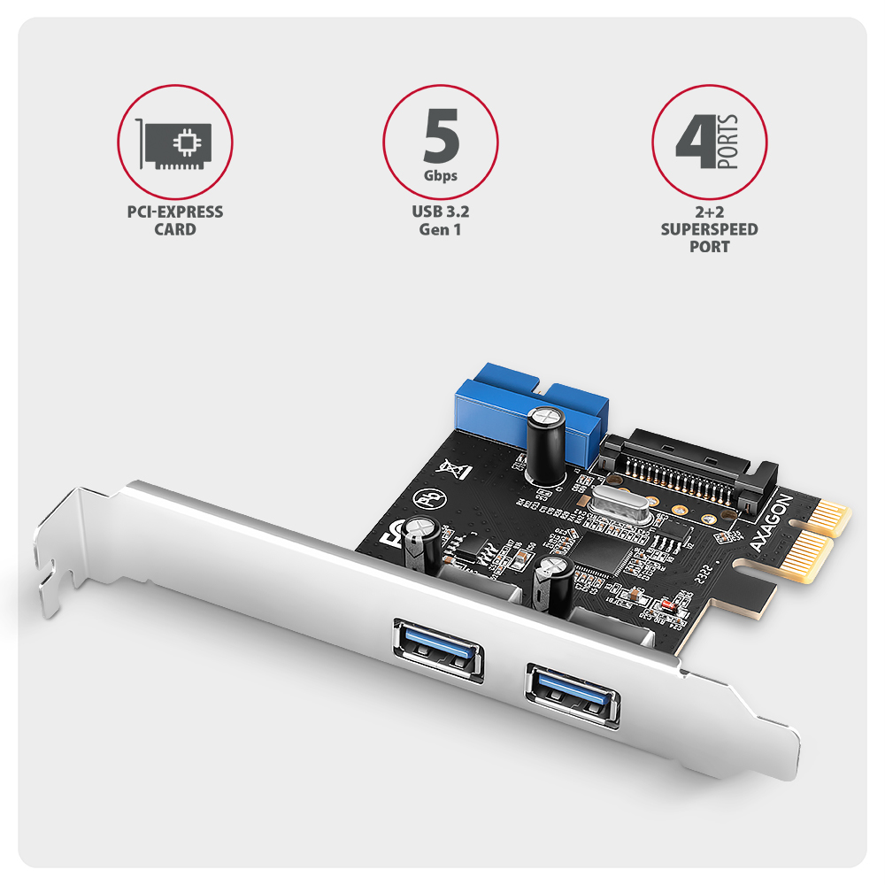 Axagon PCEU-232RS interface-kort/adapter Intern USB 3.2 Gen 1 (3.1 Gen 1)