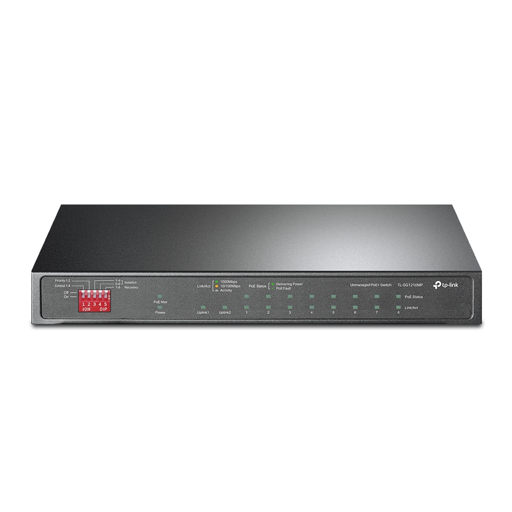 TP-Link TL-SG1210MP netværksswitch Ikke administreret Gigabit Ethernet (10/100/1000) Strøm over Ethernet (PoE) Sort