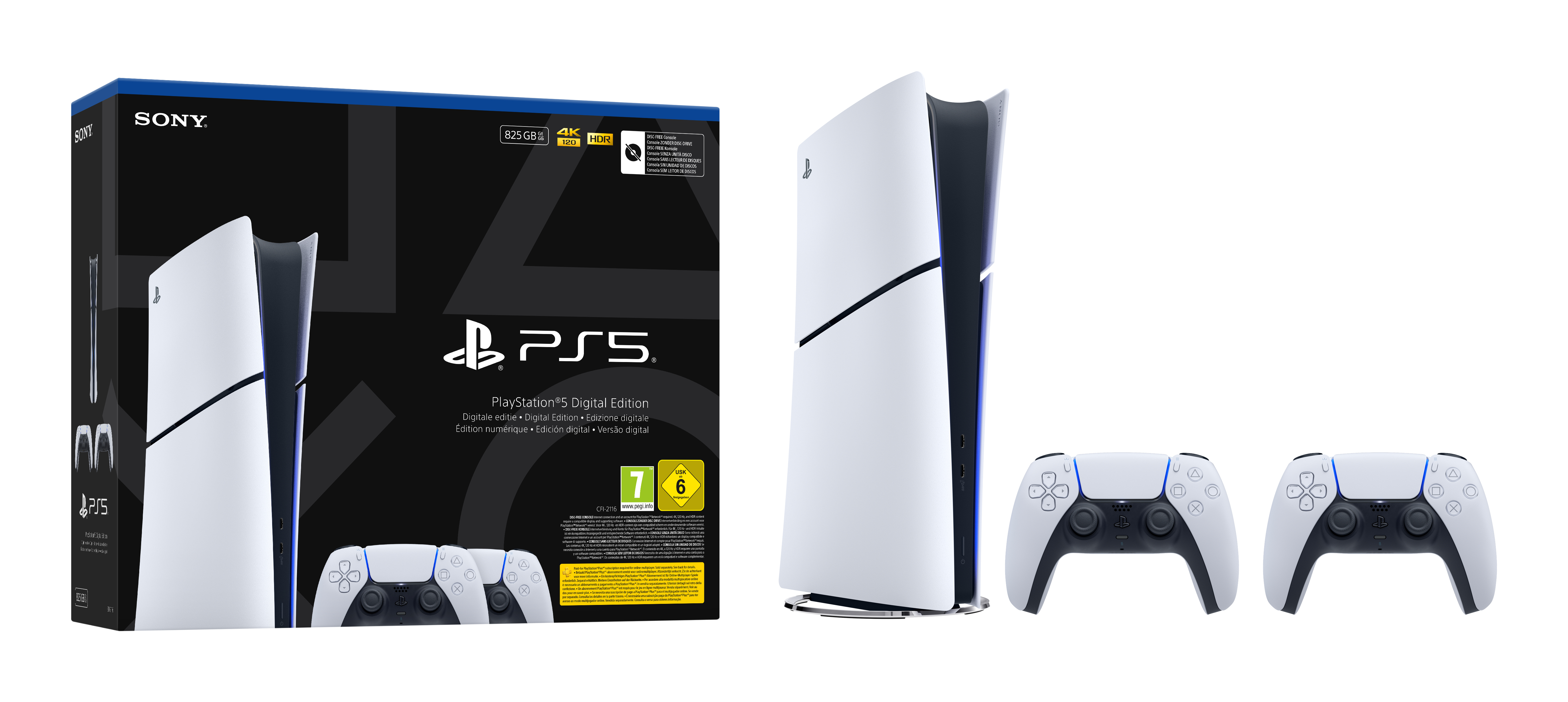 Sony Interactive Entertainment Playstation 5 Slim Digital 825 GB Wi-Fi Sort, Hvid