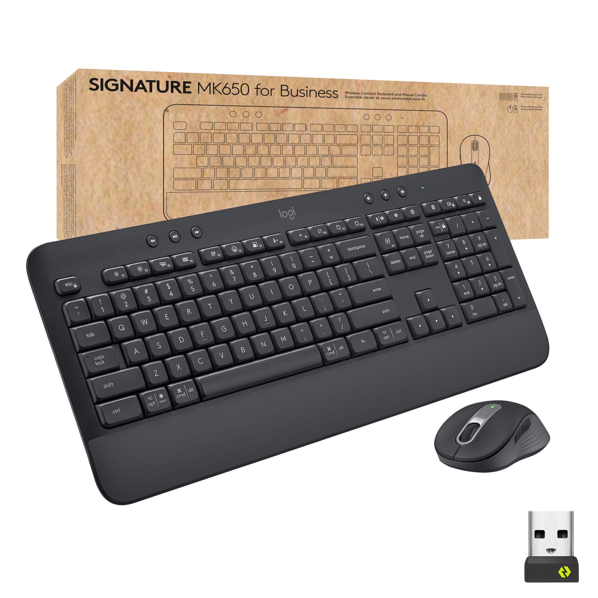 Logitech Signature MK650 Combo For Business tastatur Mus inkluderet Kontor Bluetooth QWERTZ Schweizisk Grafit