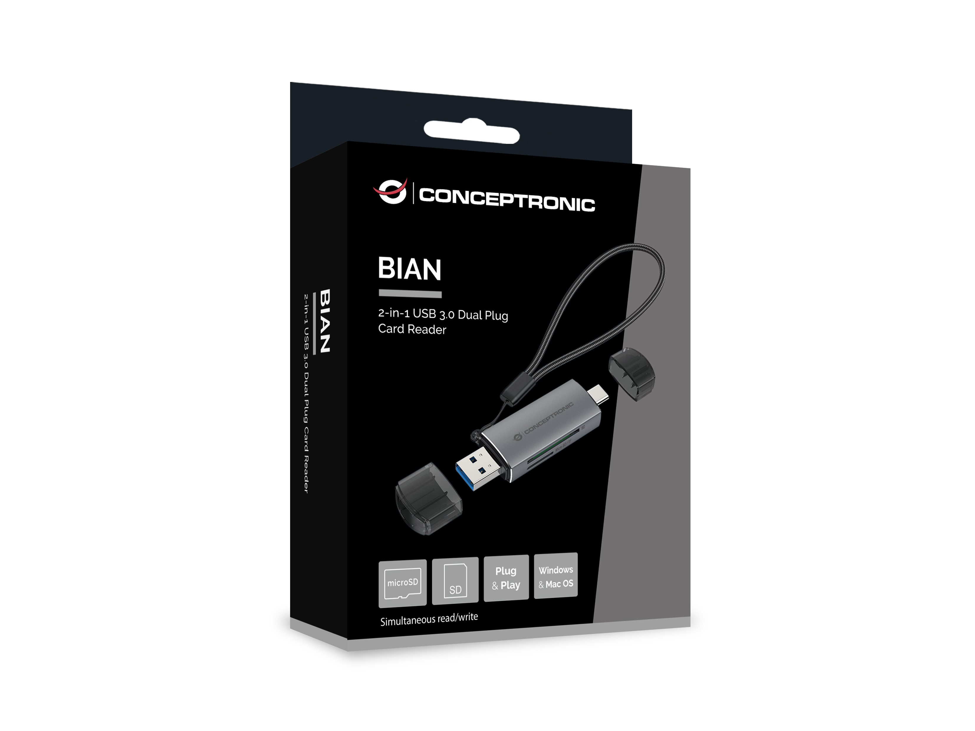 Conceptronic BIAN05G kortlæser USB 3.2 Gen 1 (3.1 Gen 1) Type-A/Type-C Grå
