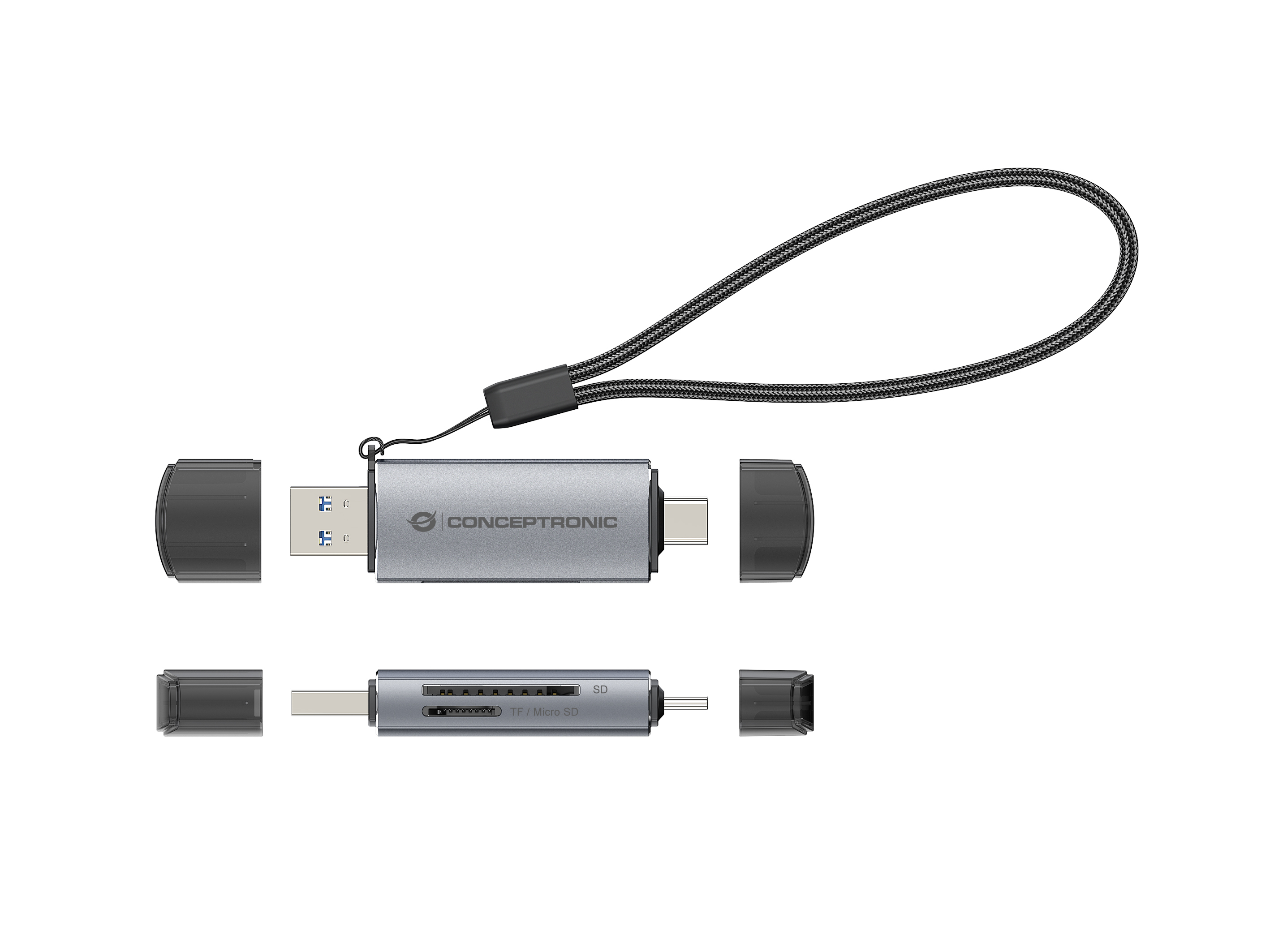 Conceptronic BIAN05G kortlæser USB 3.2 Gen 1 (3.1 Gen 1) Type-A/Type-C Grå