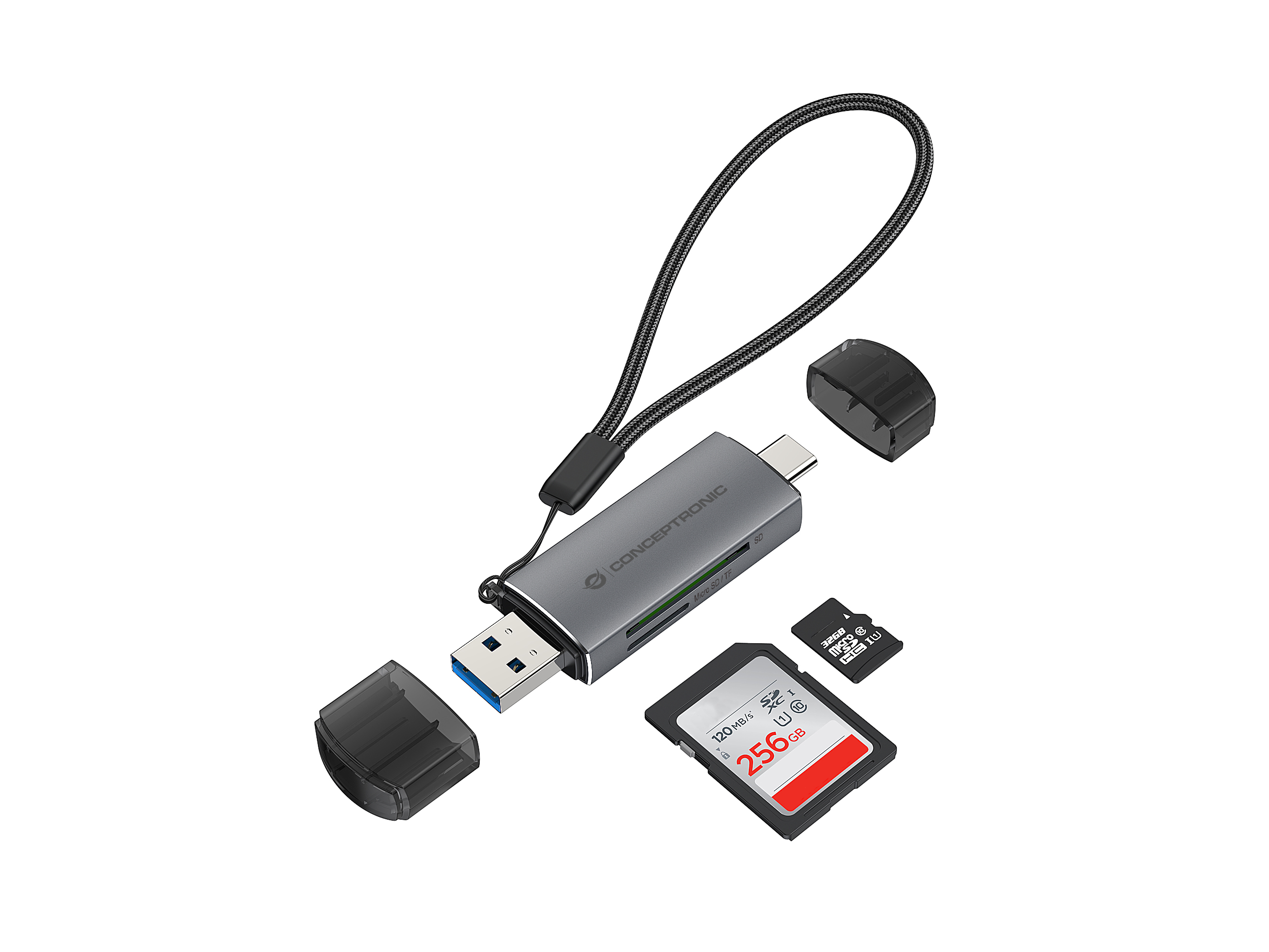 Conceptronic BIAN05G kortlæser USB 3.2 Gen 1 (3.1 Gen 1) Type-A/Type-C Grå